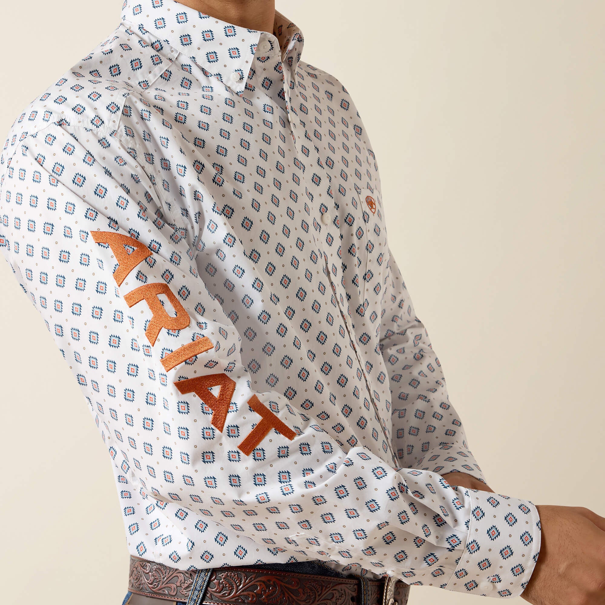 Team Jericho Classic Fit Shirt Men - WHITE/ORANGE