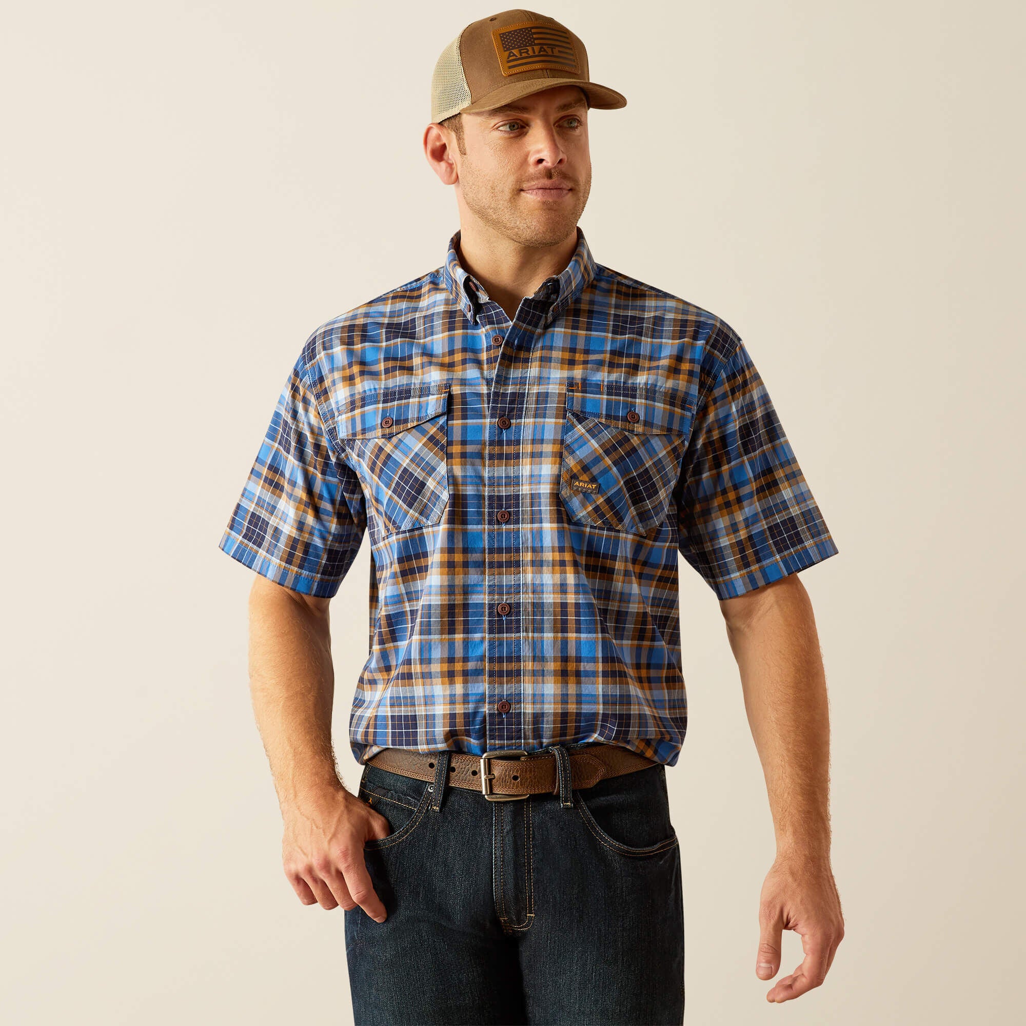 Rebar Made Tough DuraStretch Work Shirt Men - STRONG BLUE