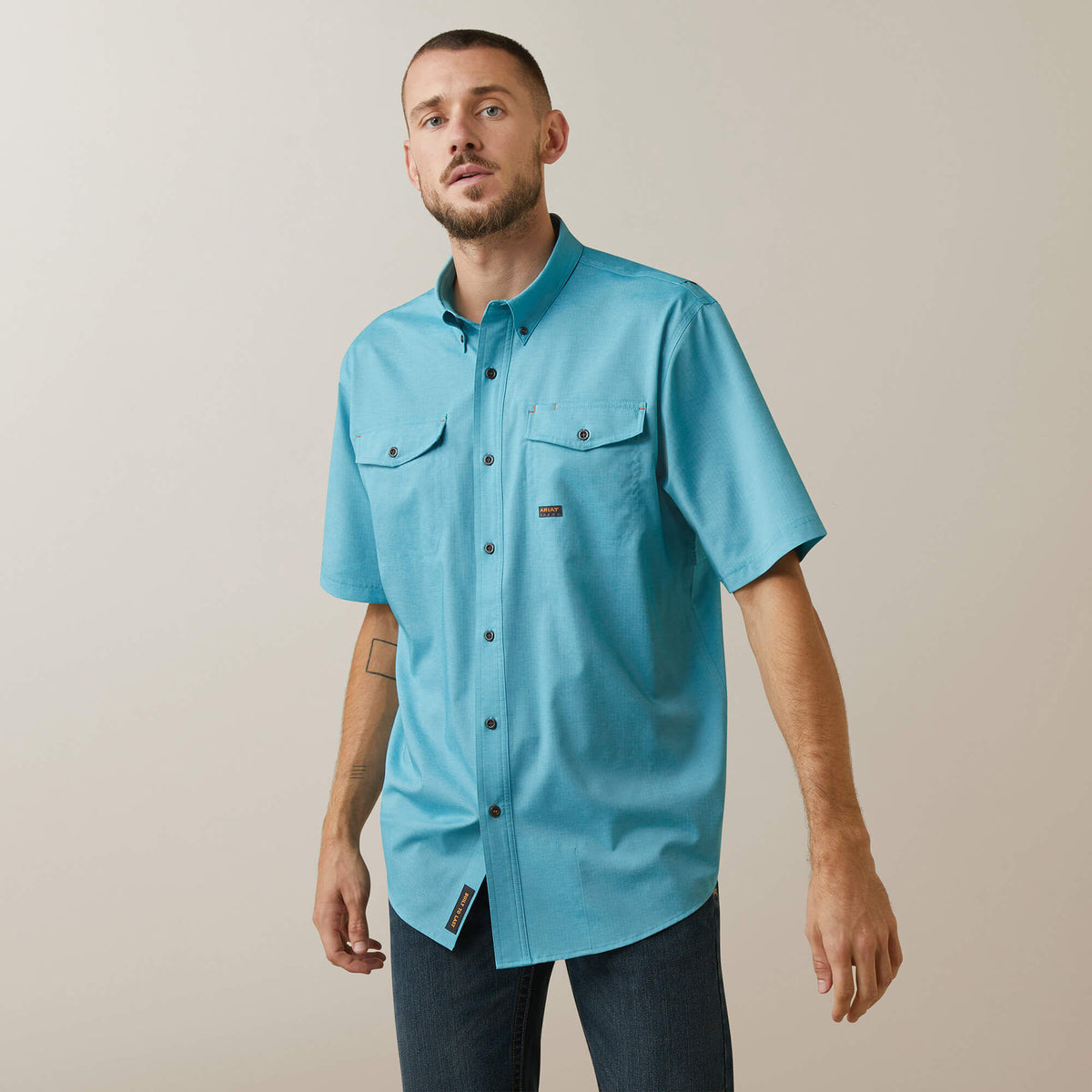 Rebar Made Tough VentTEK DuraStretch Work Shirt Men - CARIBBEAN SEA HEATHER