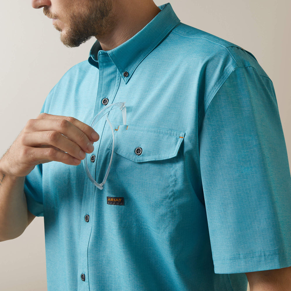 Rebar Made Tough VentTEK DuraStretch Work Shirt Men - CARIBBEAN SEA HEATHER