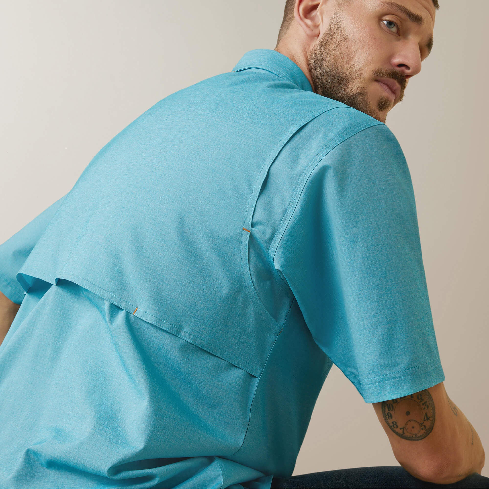 Rebar Made Tough VentTEK DuraStretch Work Shirt Men - CARIBBEAN SEA HEATHER