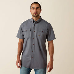 Rebar Made Tough DuraStretch Work Shirt Men - STEEL