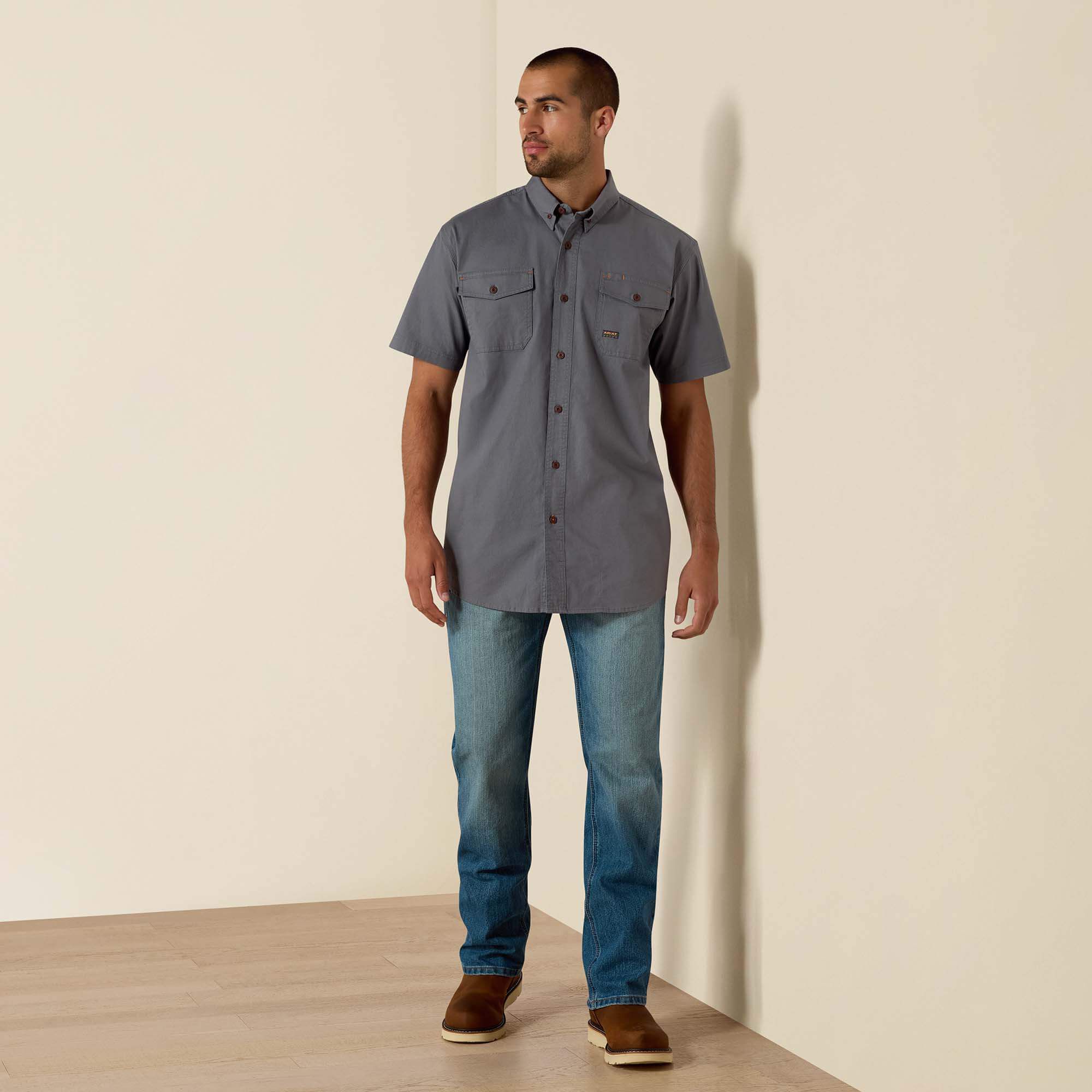 Rebar Made Tough DuraStretch Work Shirt Men - STEEL