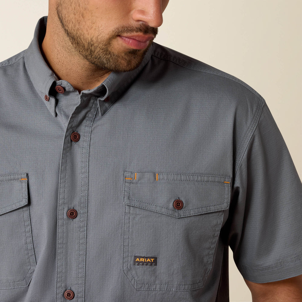 Rebar Made Tough DuraStretch Work Shirt Men - STEEL