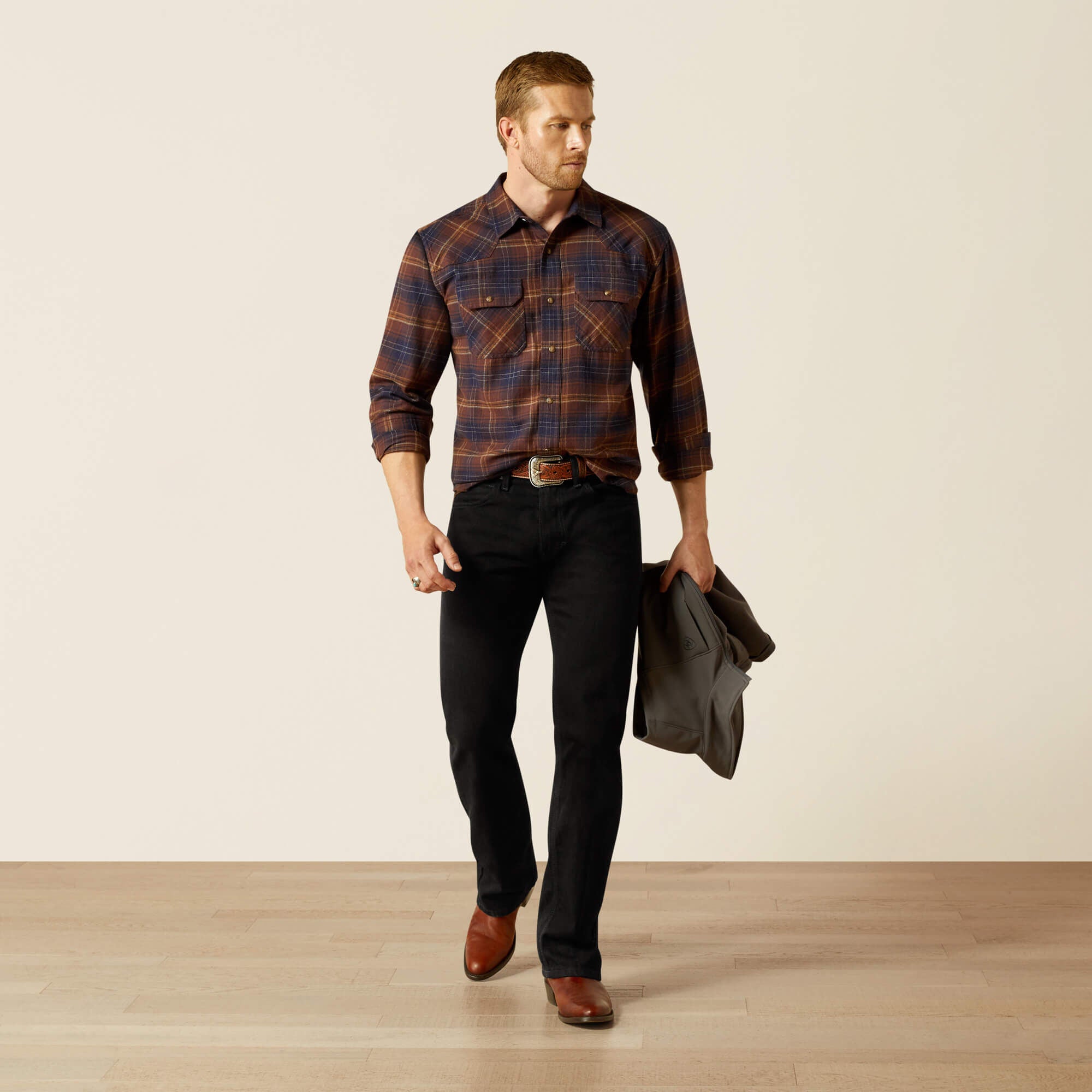 Harleigh Retro Fit Shirt Men - DARK BROWN