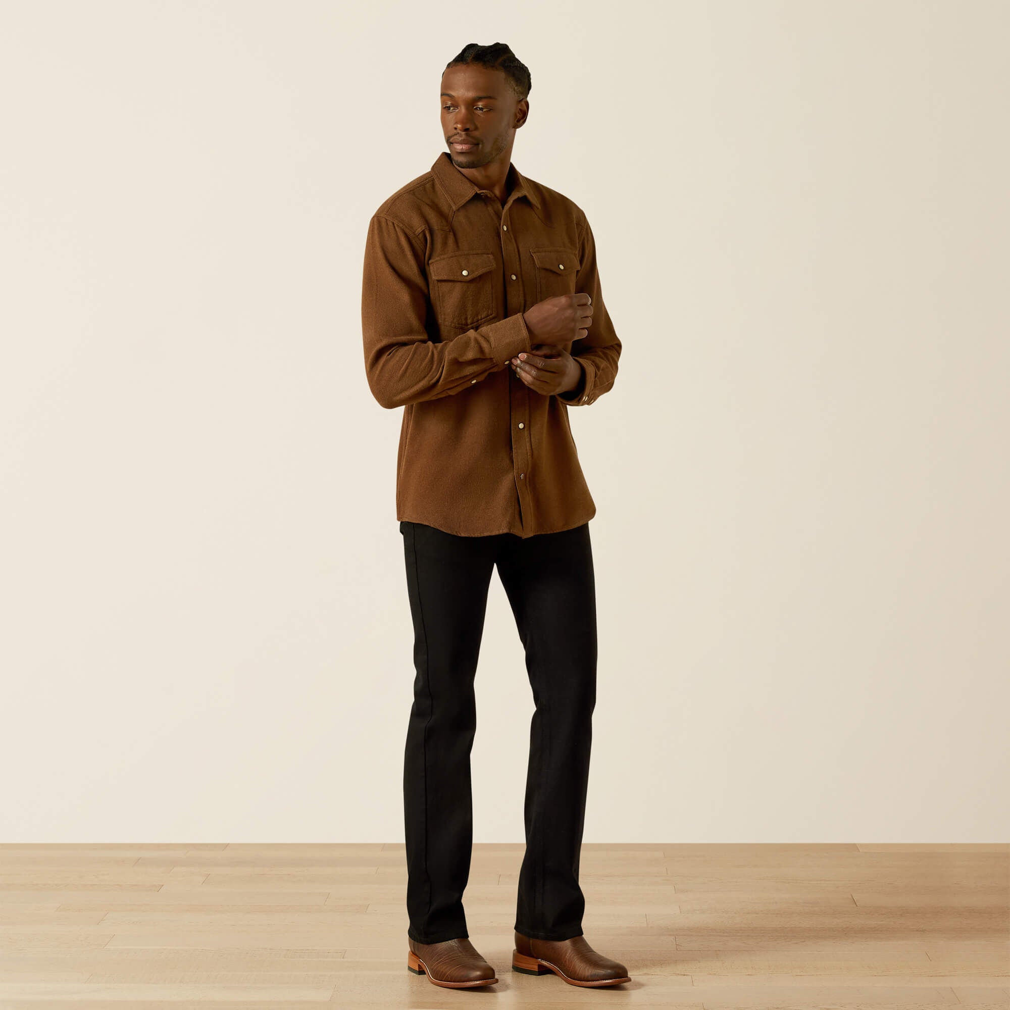 Hyde Retro Fit Shirt Men - DARK BROWN