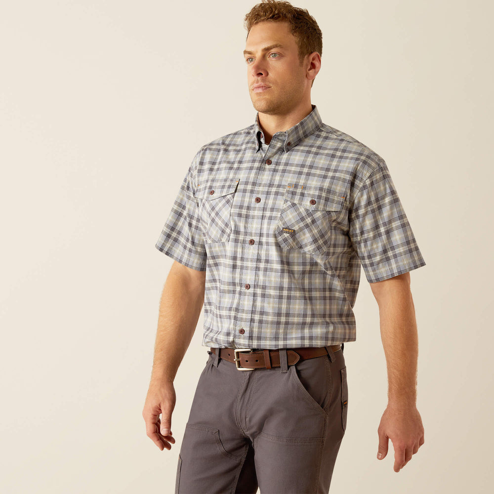 Rebar Made Tough DuraStretch Work Shirt Men - WILD DOVE