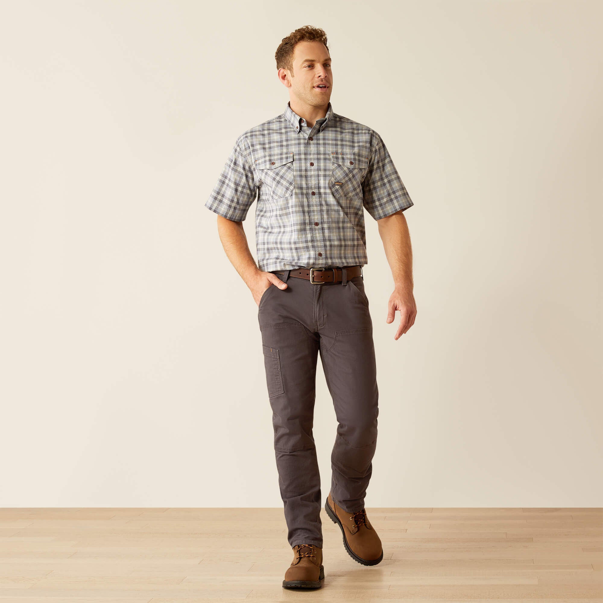 Rebar Made Tough DuraStretch Work Shirt Men - WILD DOVE