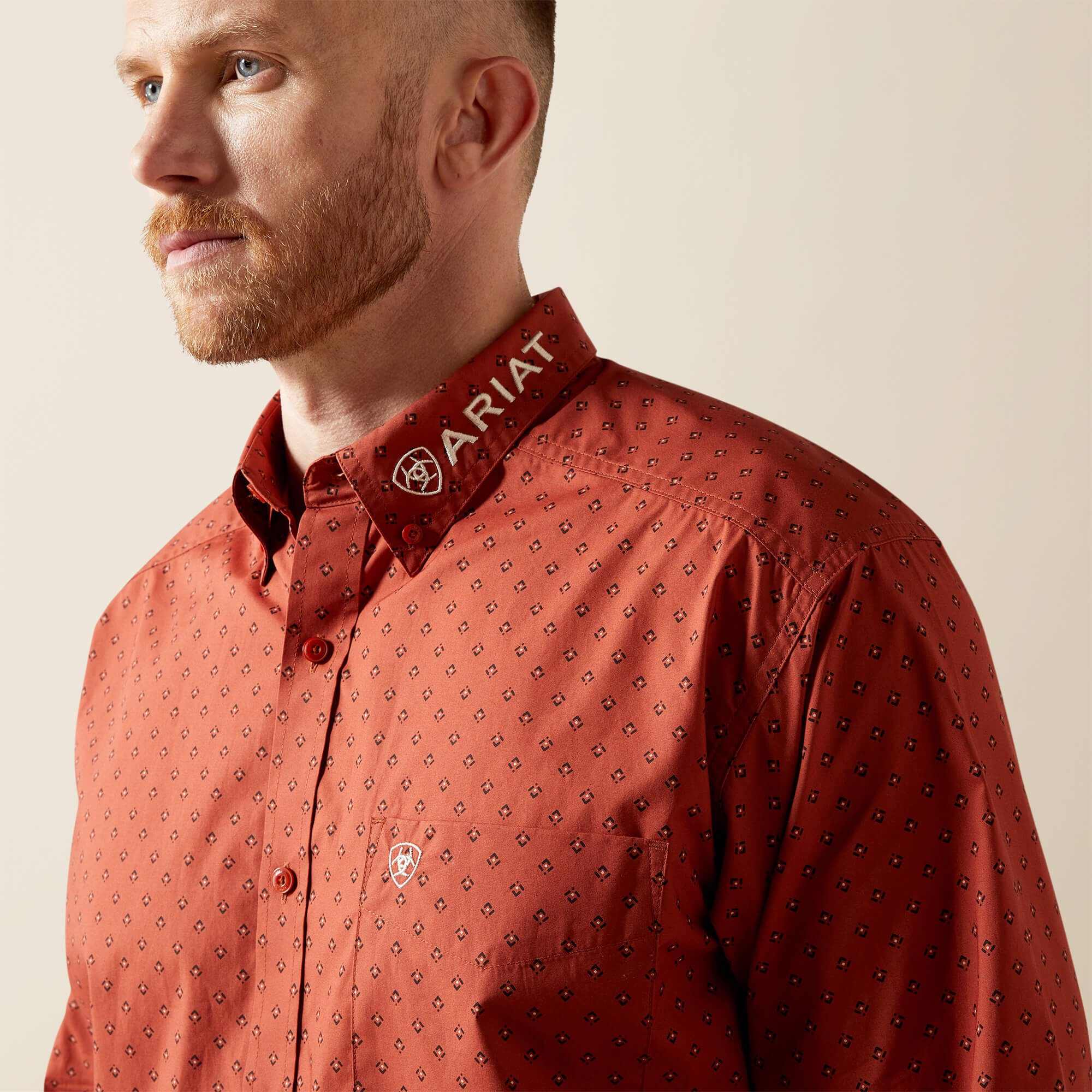 Team Porter Classic Fit Shirt Men - BRICK RED/BEIGE