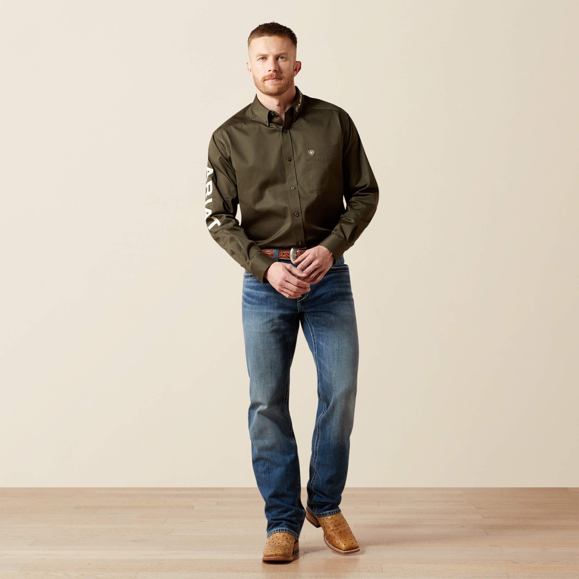 Team Logo Twill Classic Fit Shirt Men - OLIVE/KHAKI
