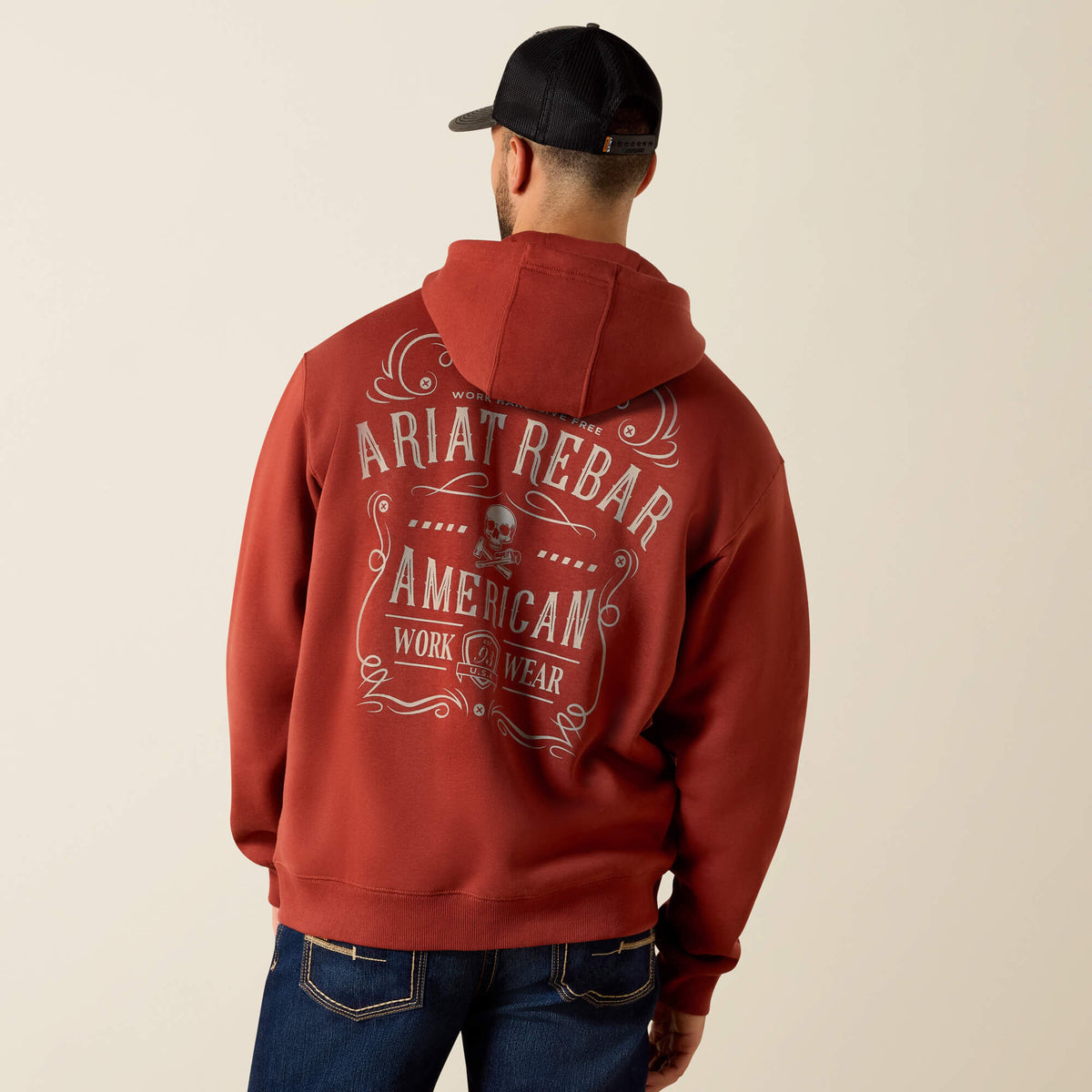 Rebar Lightweight Label Full Zip Hoodie Men - BRANDY SNIFTER
