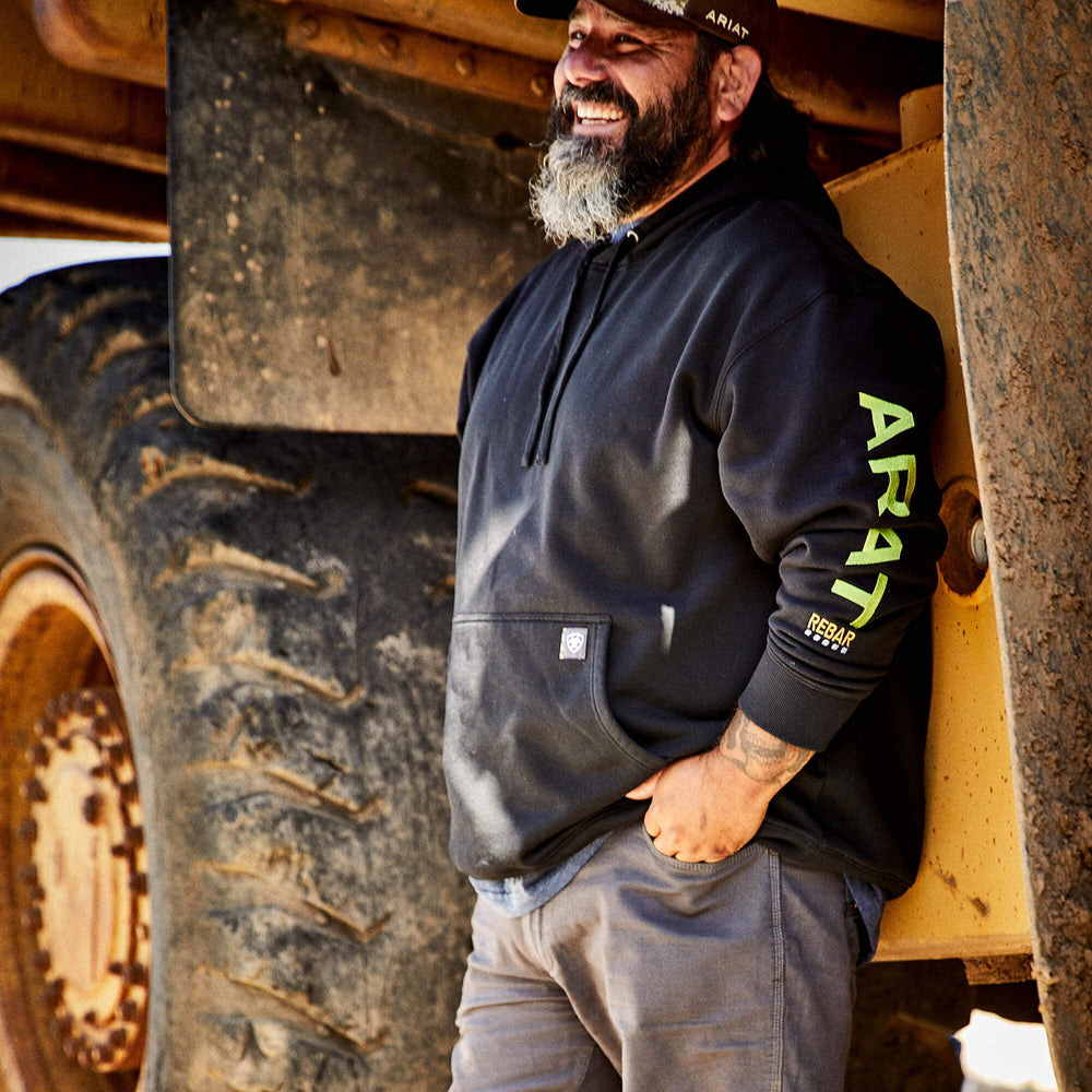 Rebar Graphic Hoodie Men - BLACK/LIME