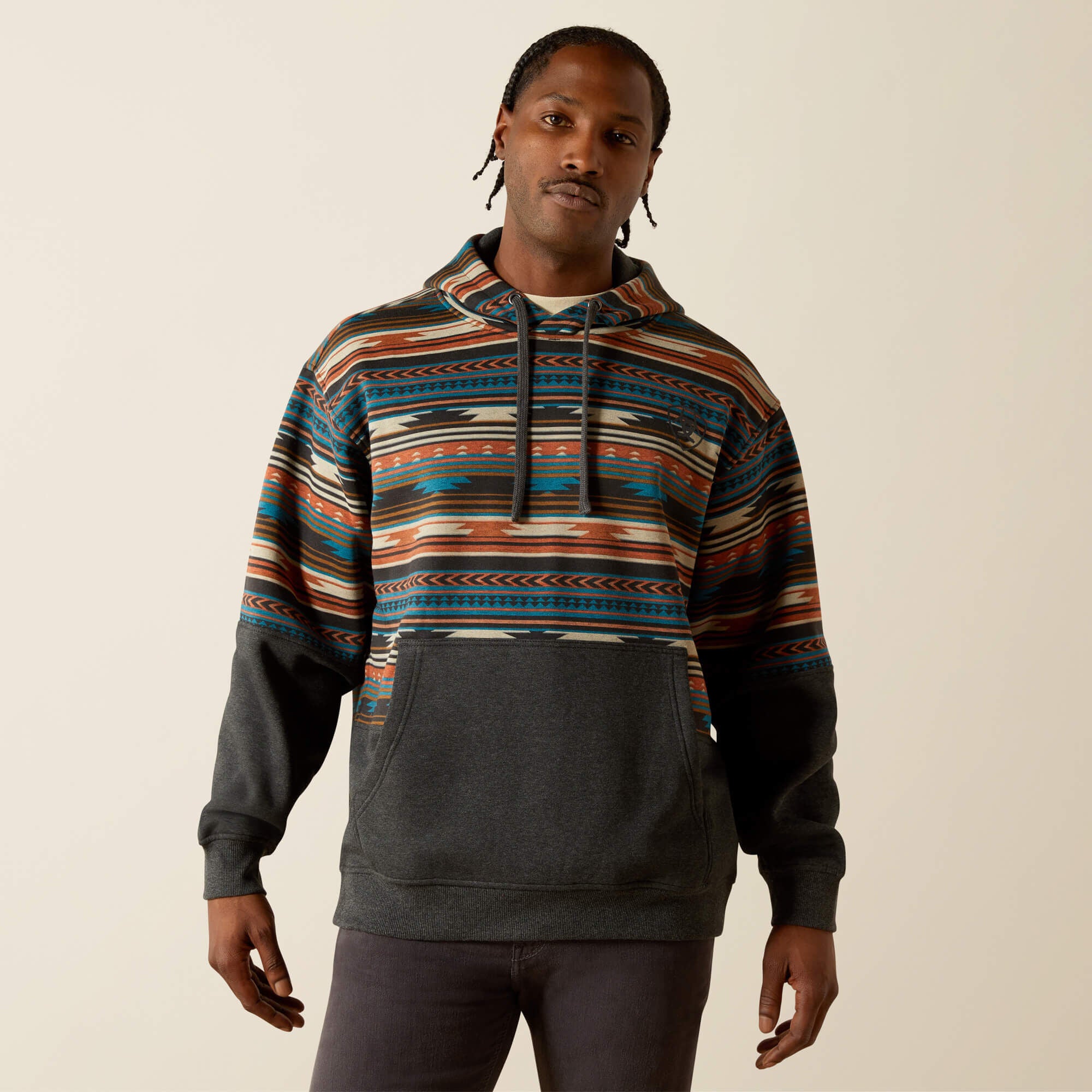 Color Block Hoodie Men - RUST SERAPE