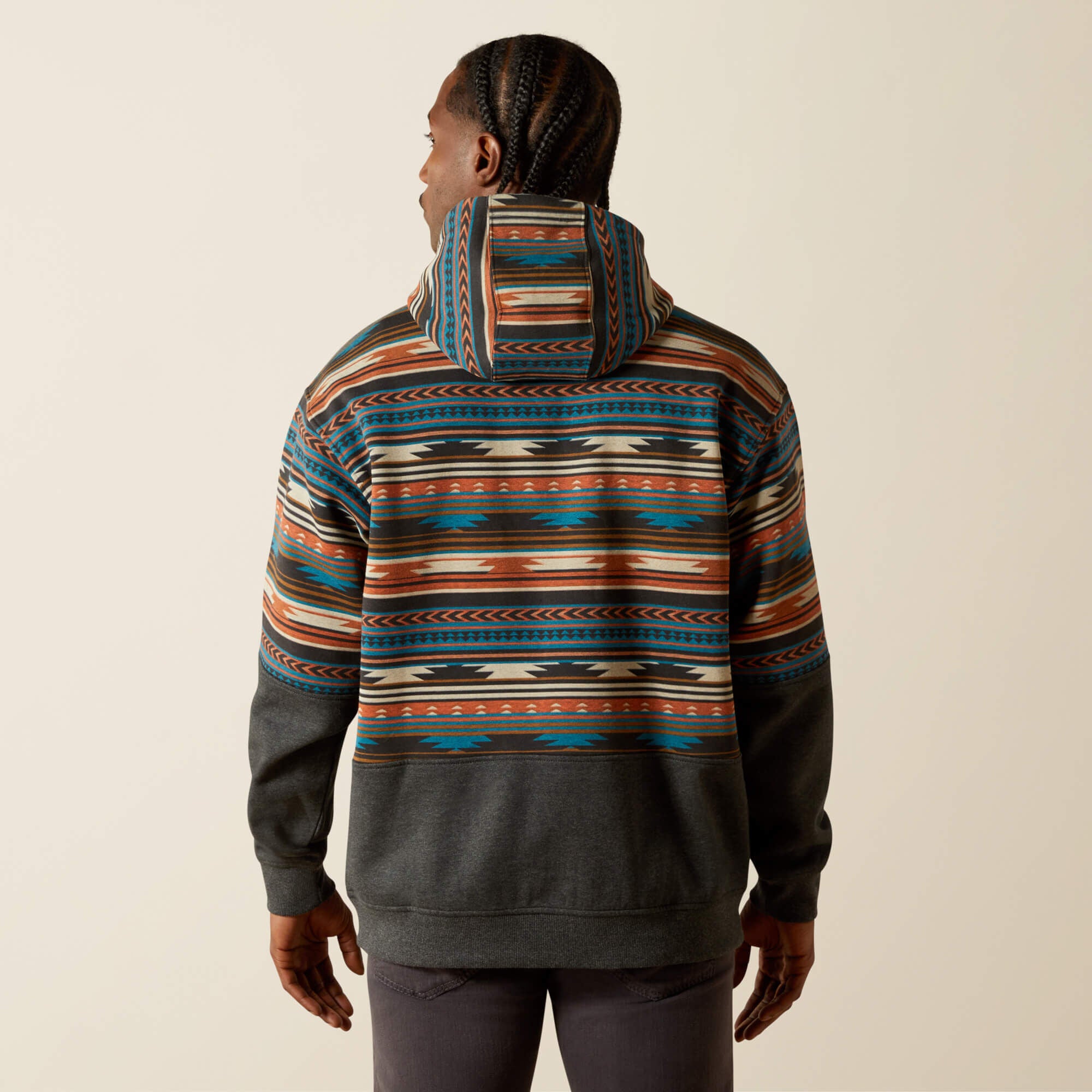 Color Block Hoodie Men - RUST SERAPE