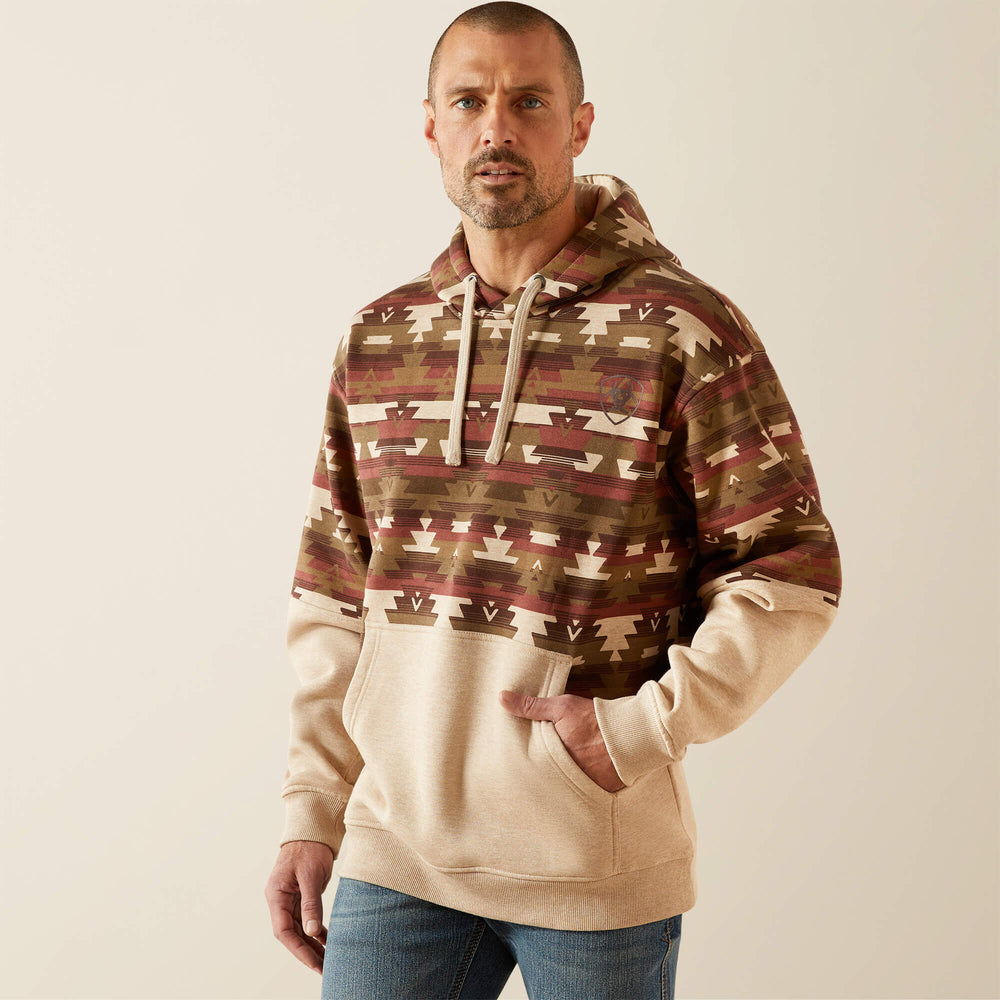 Color Block Hoodie Men - OATMEAL SOUTHWEST