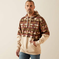 Color Block Hoodie Men - OATMEAL SOUTHWEST