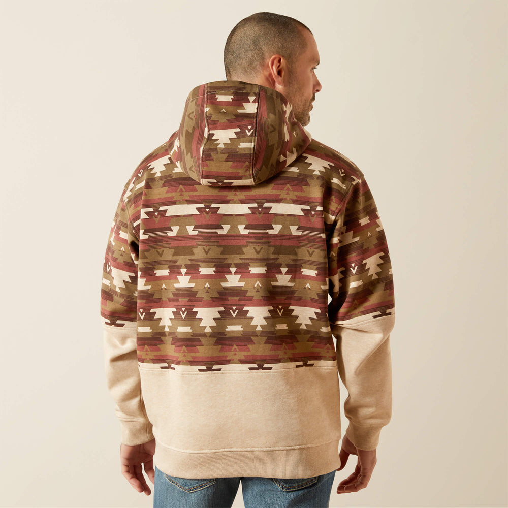 Color Block Hoodie Men - OATMEAL SOUTHWEST
