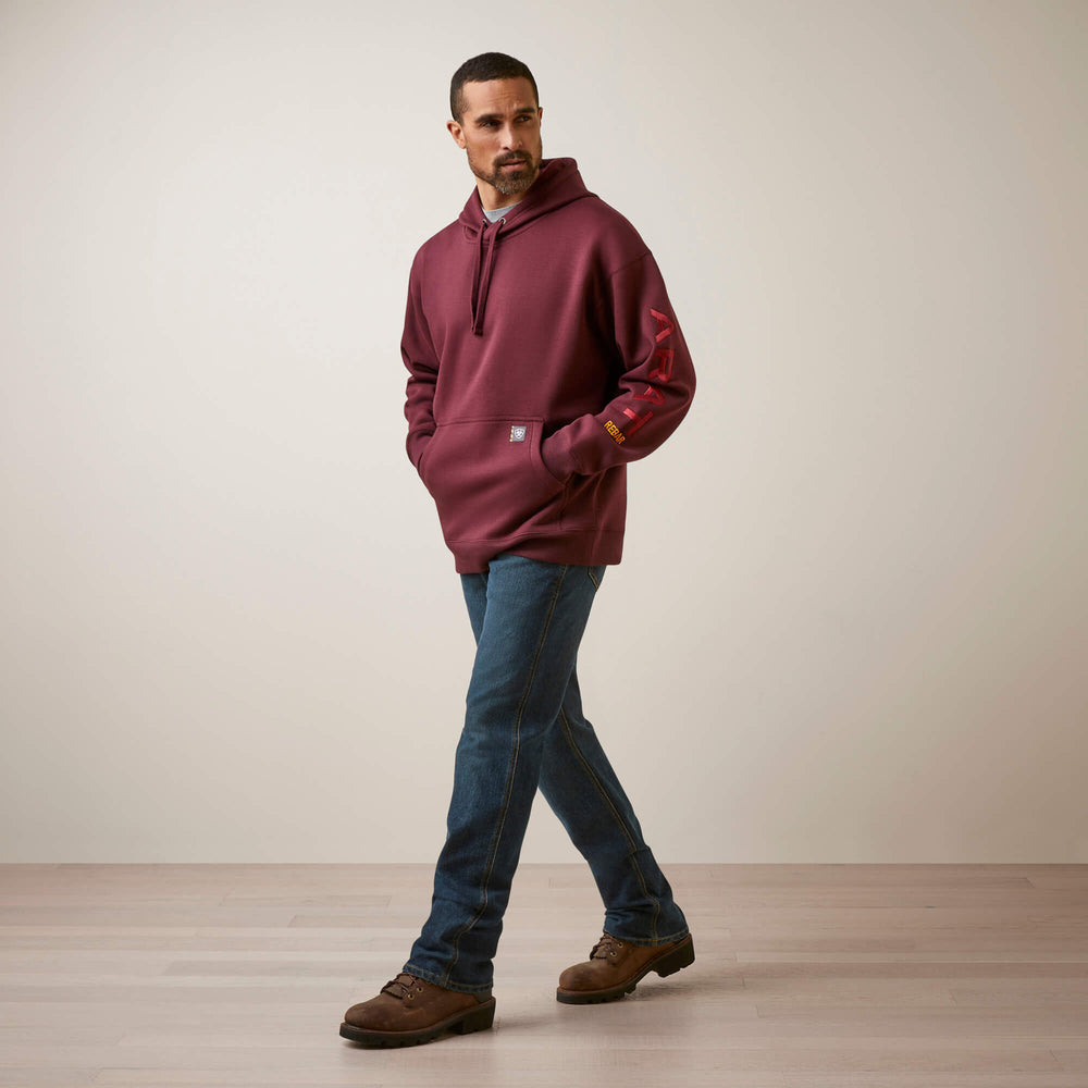 Rebar Graphic Hoodie Men - MALBEC/ GREY