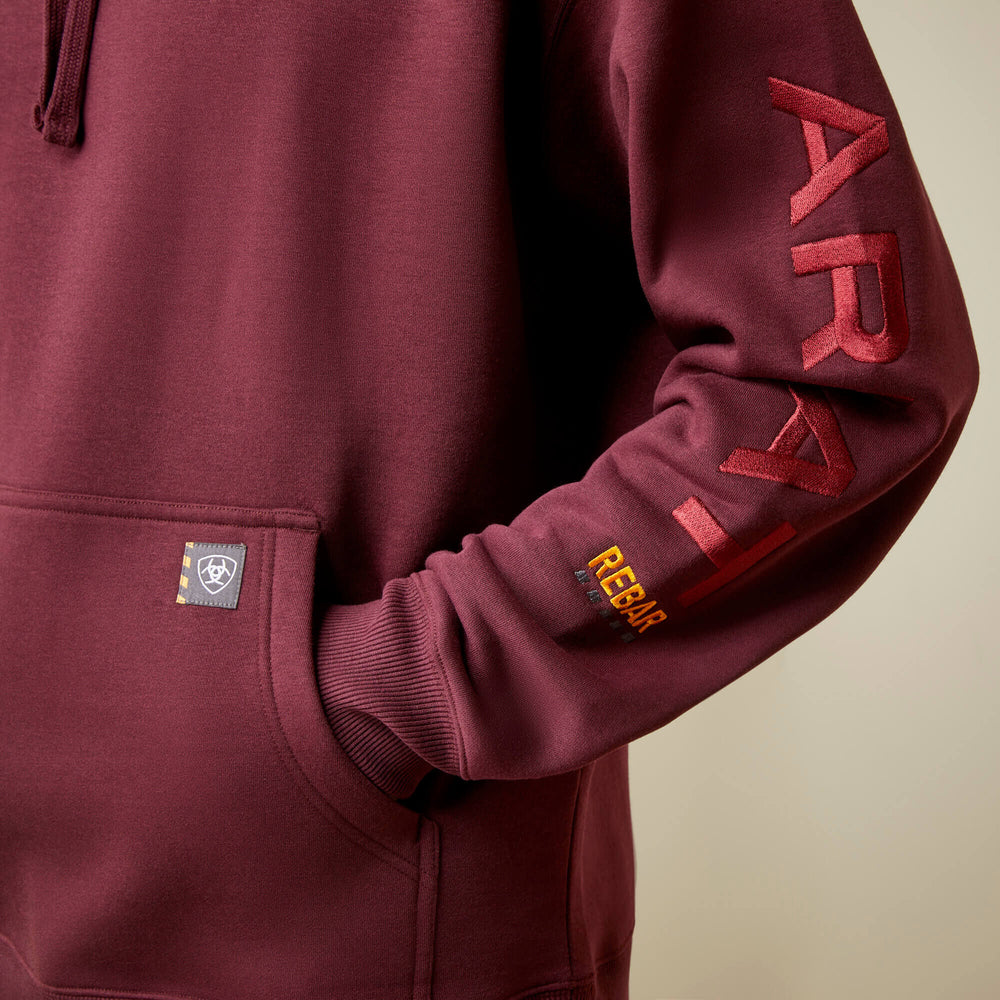 Rebar Graphic Hoodie Men - MALBEC/ GREY
