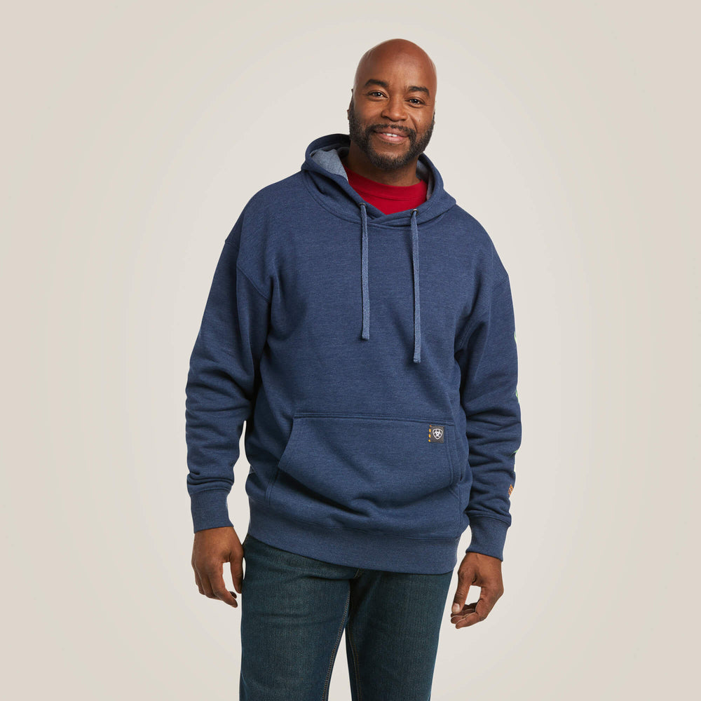 Rebar Graphic Hoodie Men - NAVY HEATHER/LIME