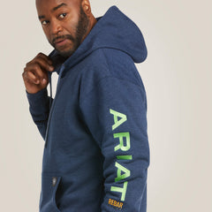 Rebar Graphic Hoodie Men - NAVY HEATHER/LIME