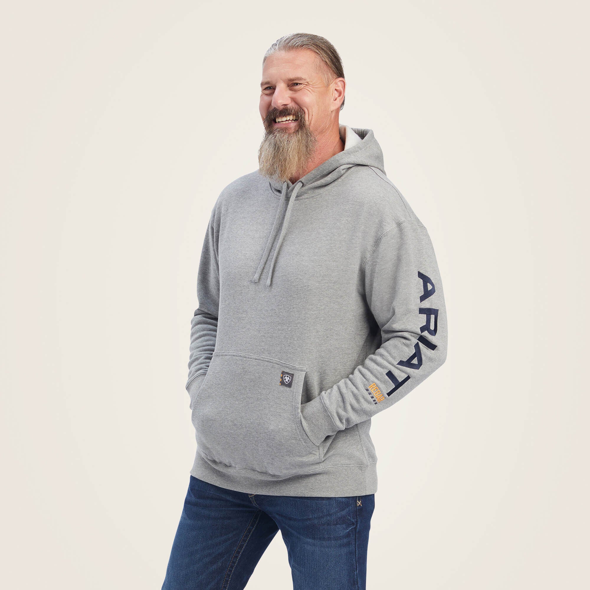 Rebar Graphic Hoodie Men - HEATHER GREY/DEEP ULTRAMARINE