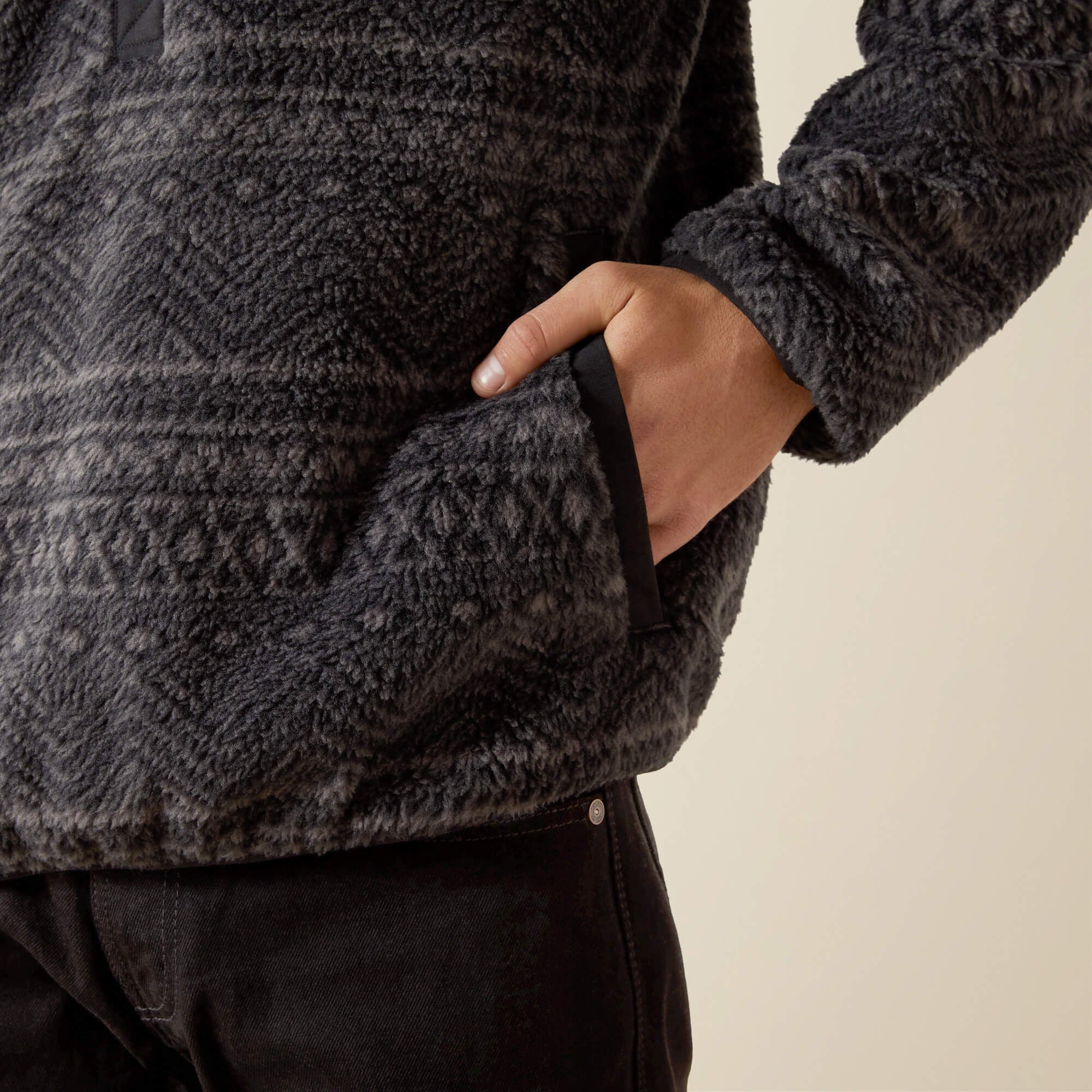 Polar Bear Mock Sweater Men - CHARCOAL GEO