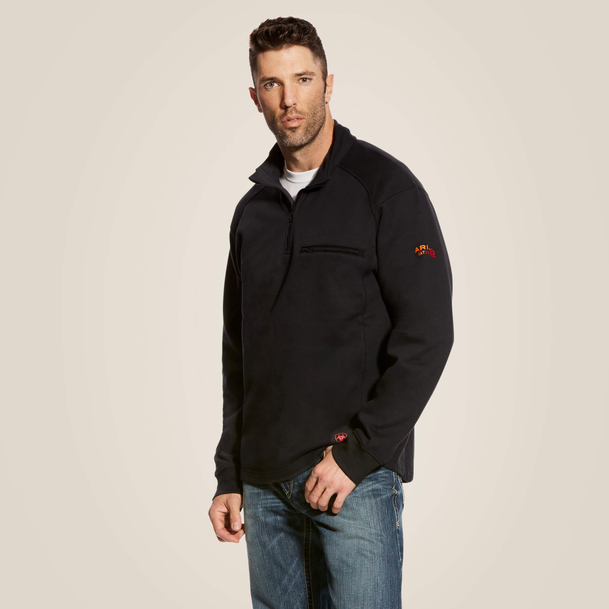 FR Rev 1/4 Zip Top Men - BLACK