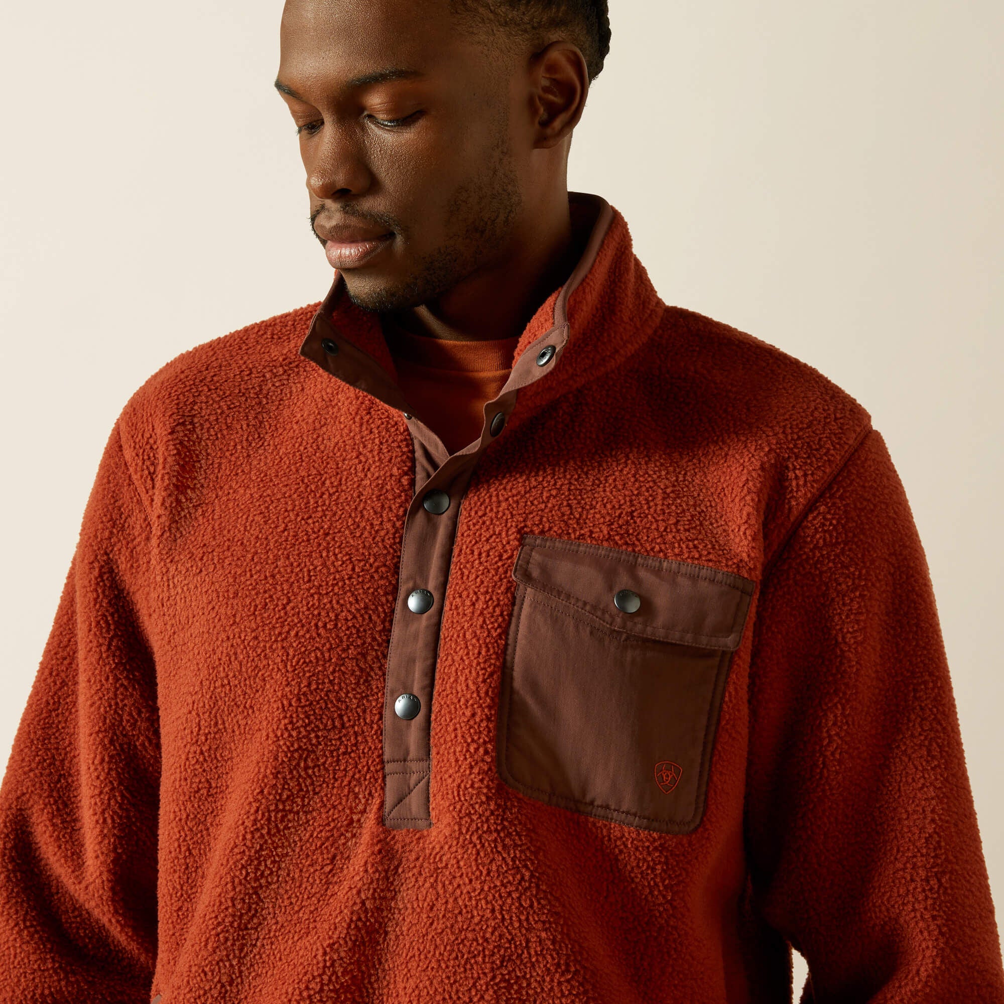 Polar Bear Mock Sweater Men - RUST
