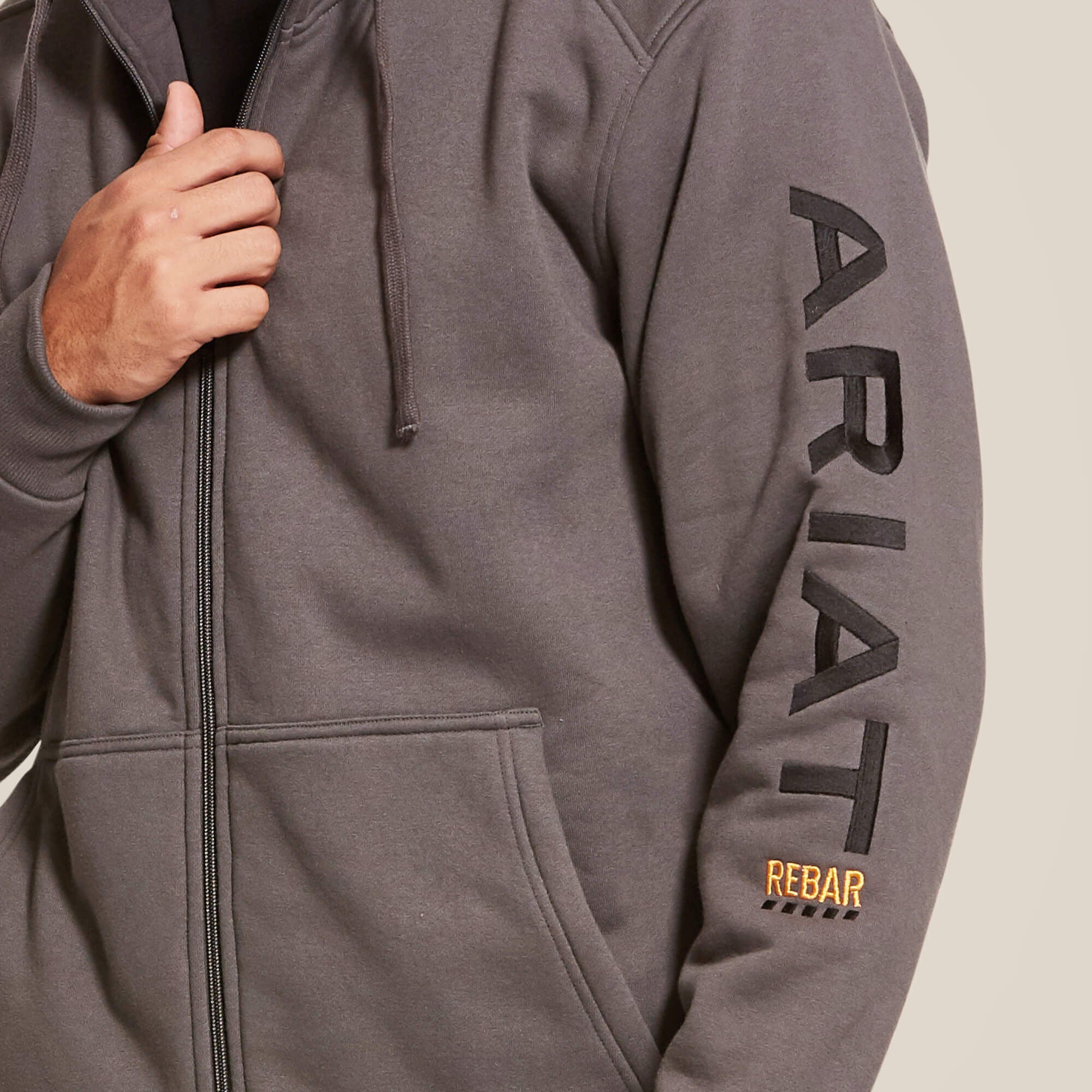 Rebar All-Weather Full Zip Hoodie Men - REBAR GREY