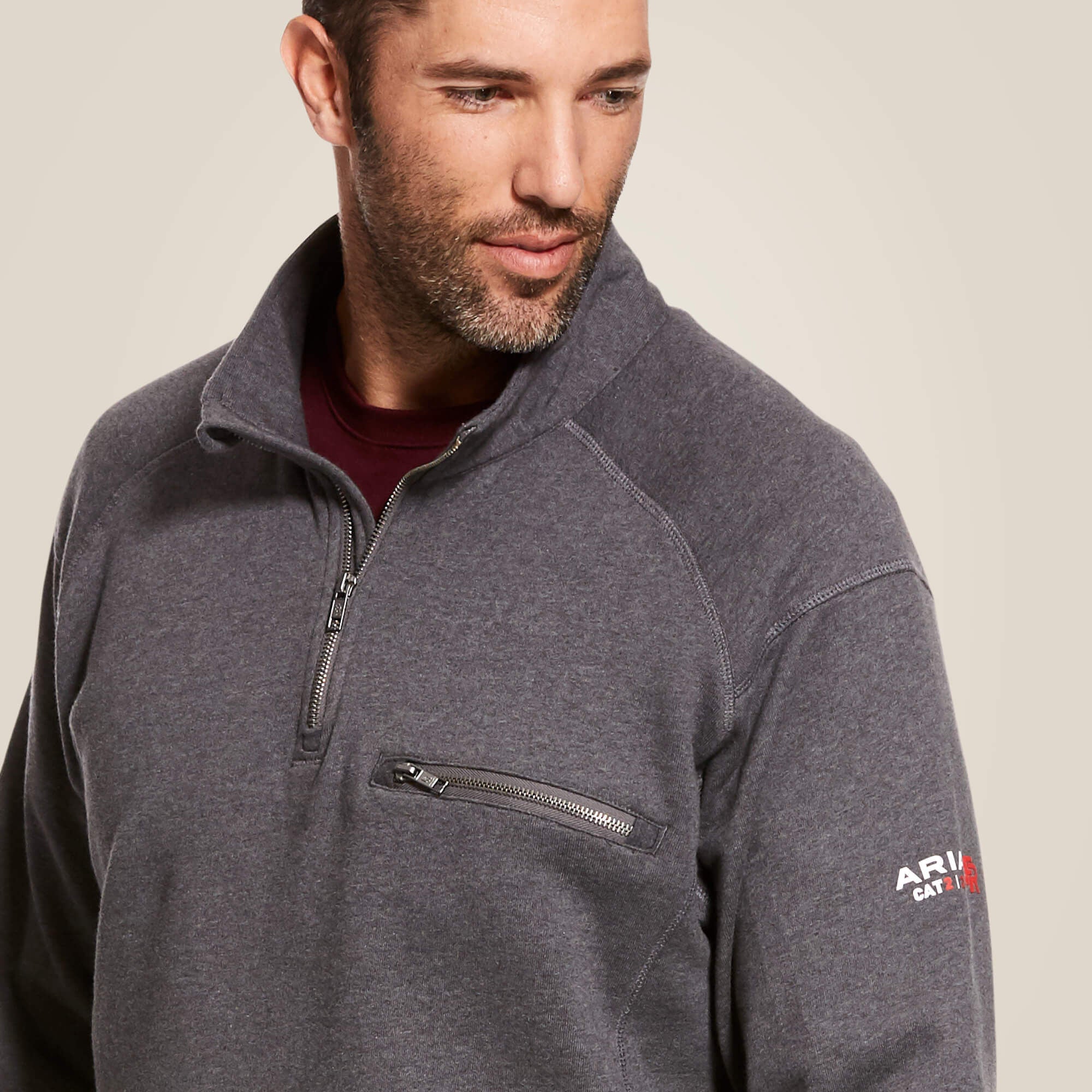 FR Rev 1/4 Zip Top Men - CHARCOAL HEATHER