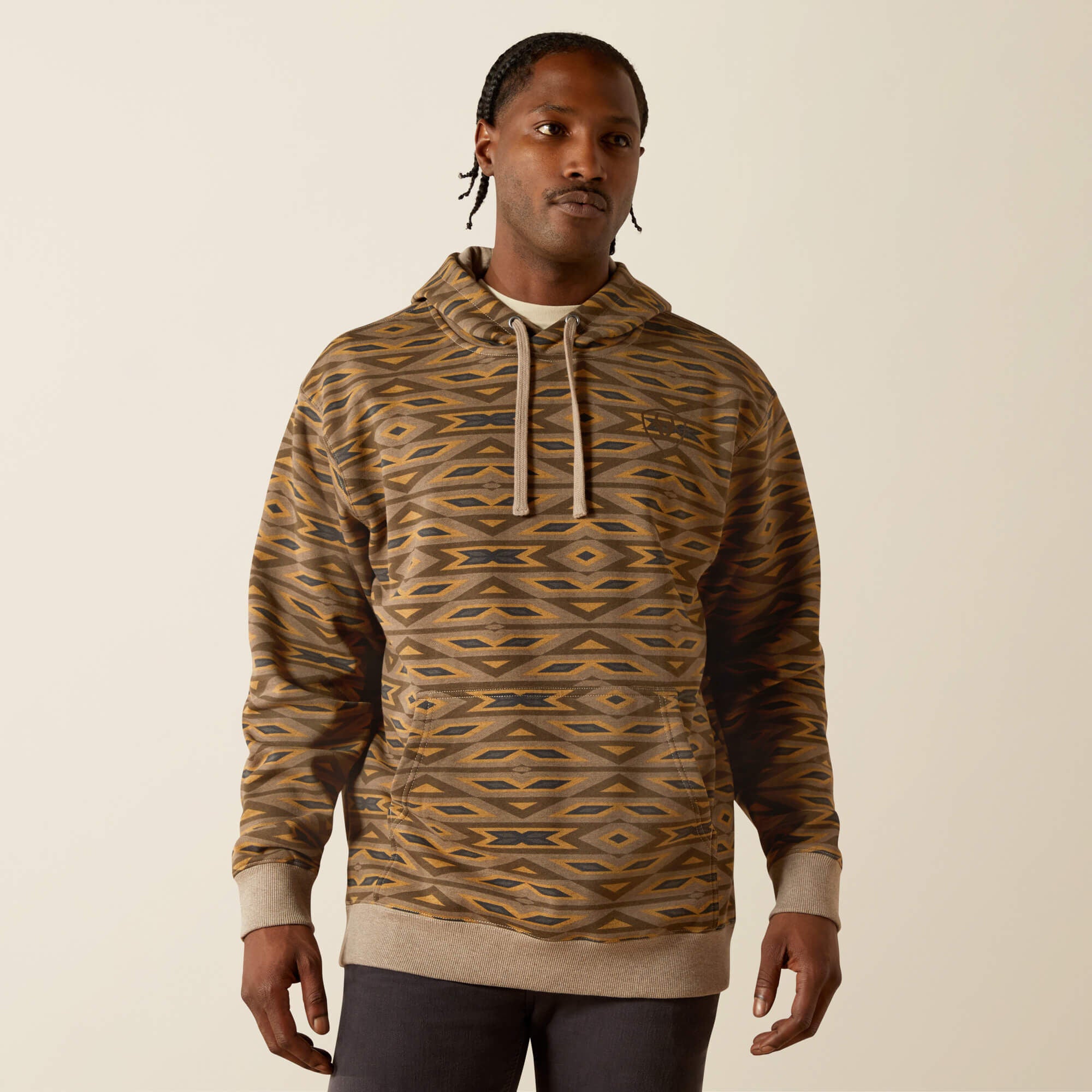 All Over Print Hoodie Men - KHAKI SOUTHWEST