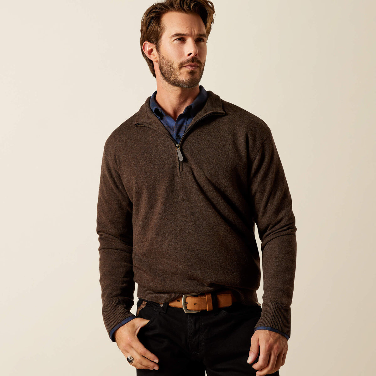 Bolinas Sweater Men - BROWN HEATHER