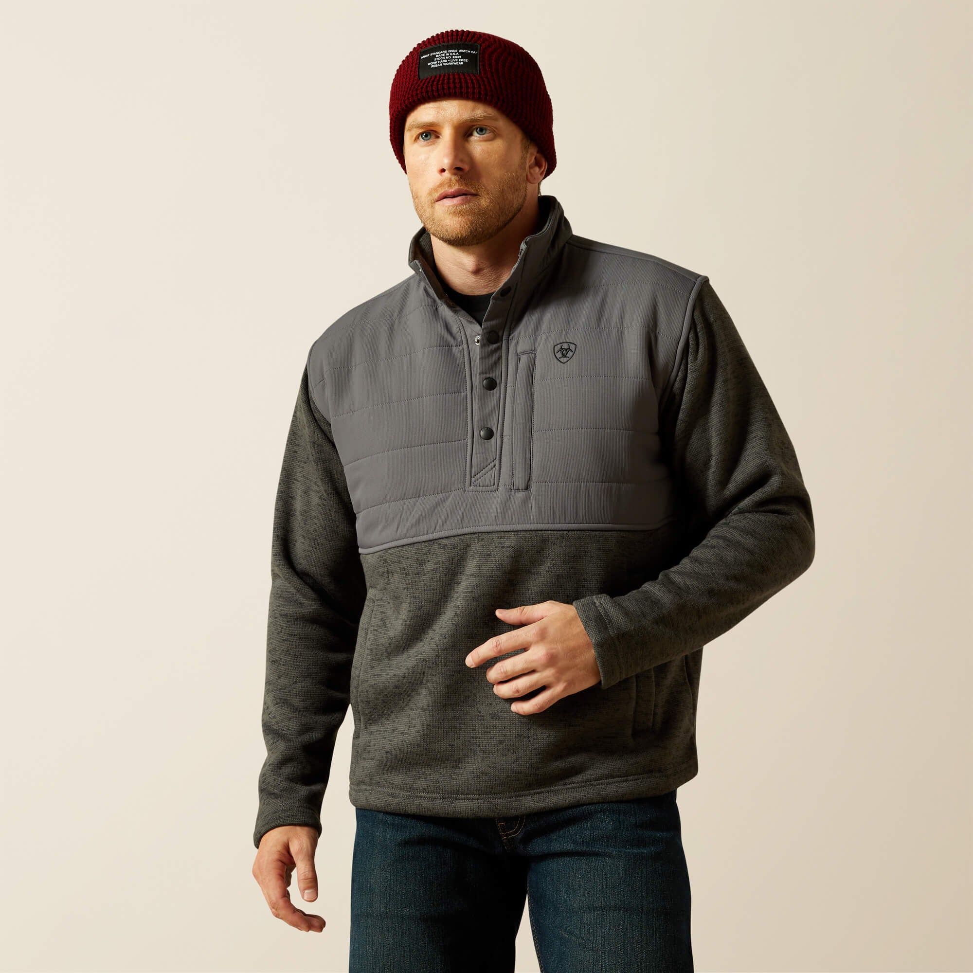 Caldwell Reinforced Snap Sweater Men - GREY