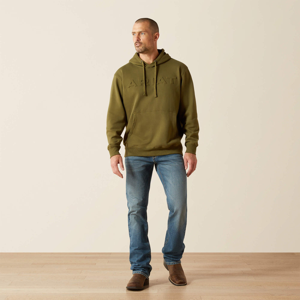 Ariat Embossed Logo Hoodie Men - WINTER MOSS