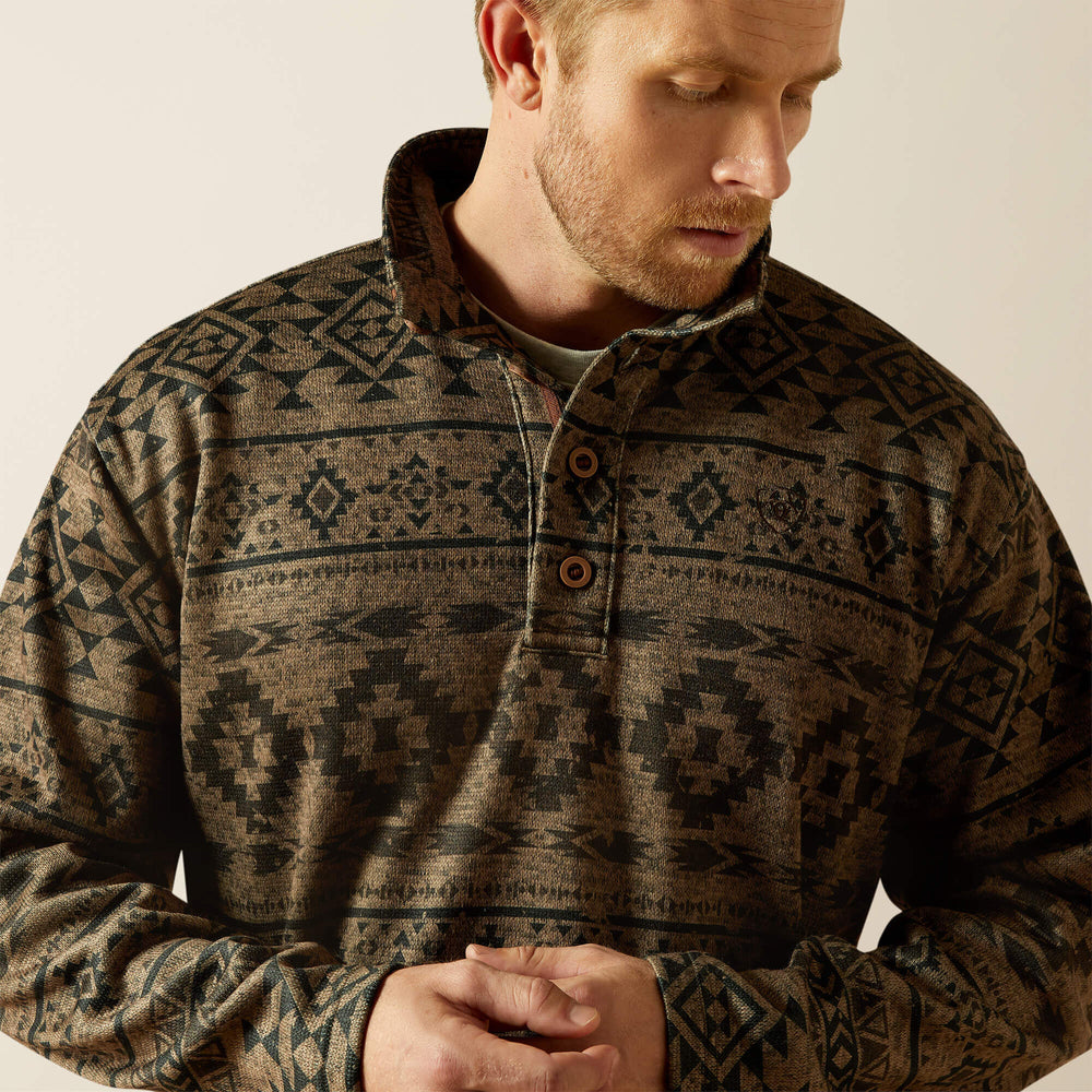 Caldwell 1/4 Button Sweater Men - LIGHT BROWN SOUTHWEST