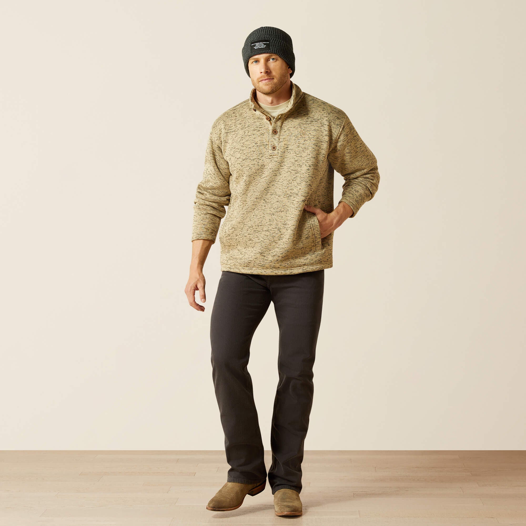 Caldwell 1/4 Button Sweater Men - BEIGE