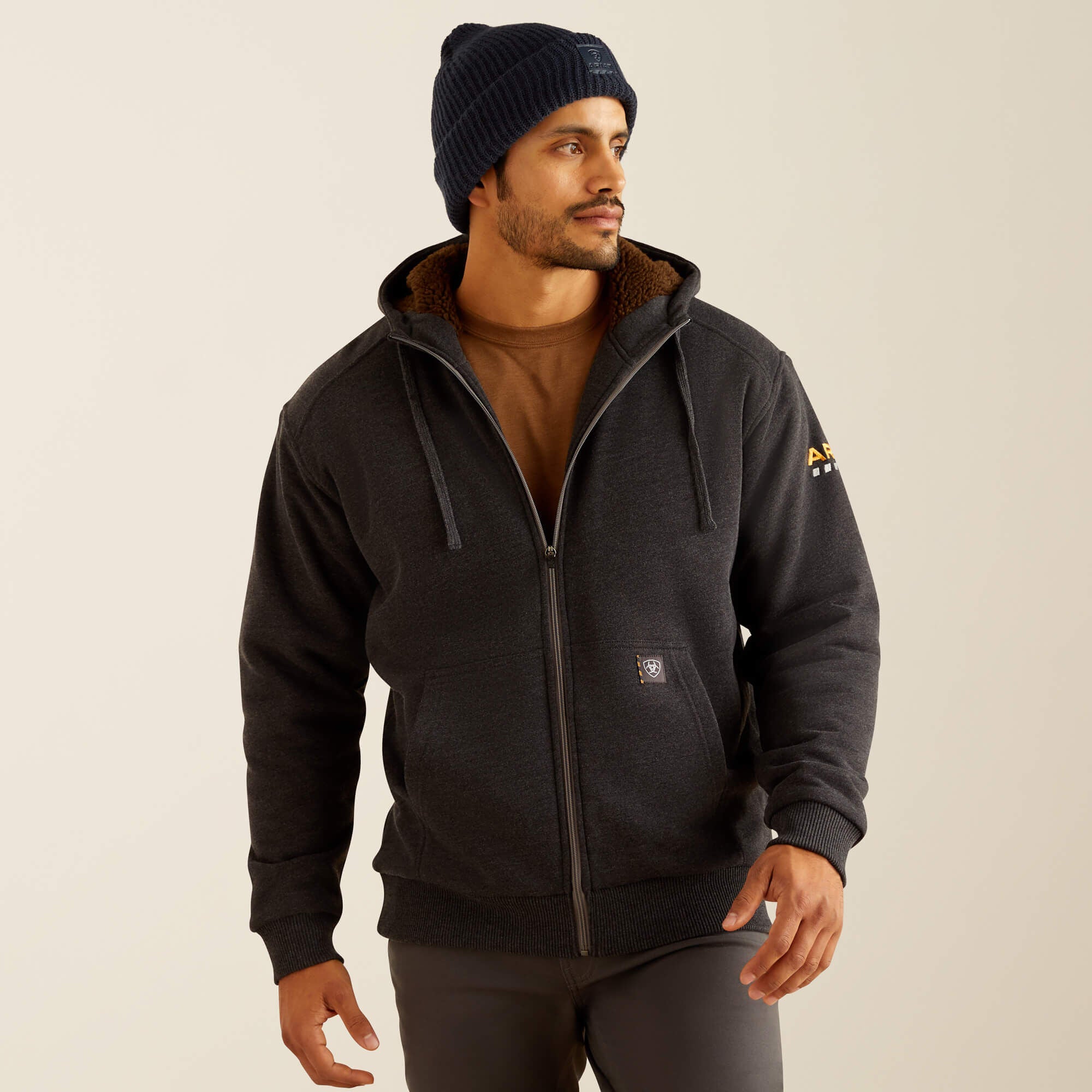 Rebar All-Weather Sherpa-Lined Full Zip Hoodie Men - CHARCOAL HEATHER