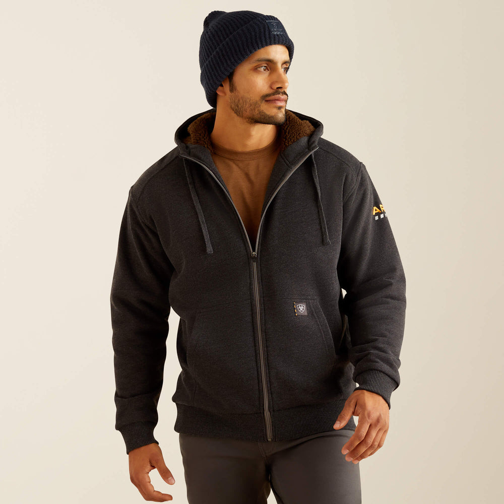 Rebar All-Weather Sherpa-Lined Full Zip Hoodie Men - CHARCOAL HEATHER