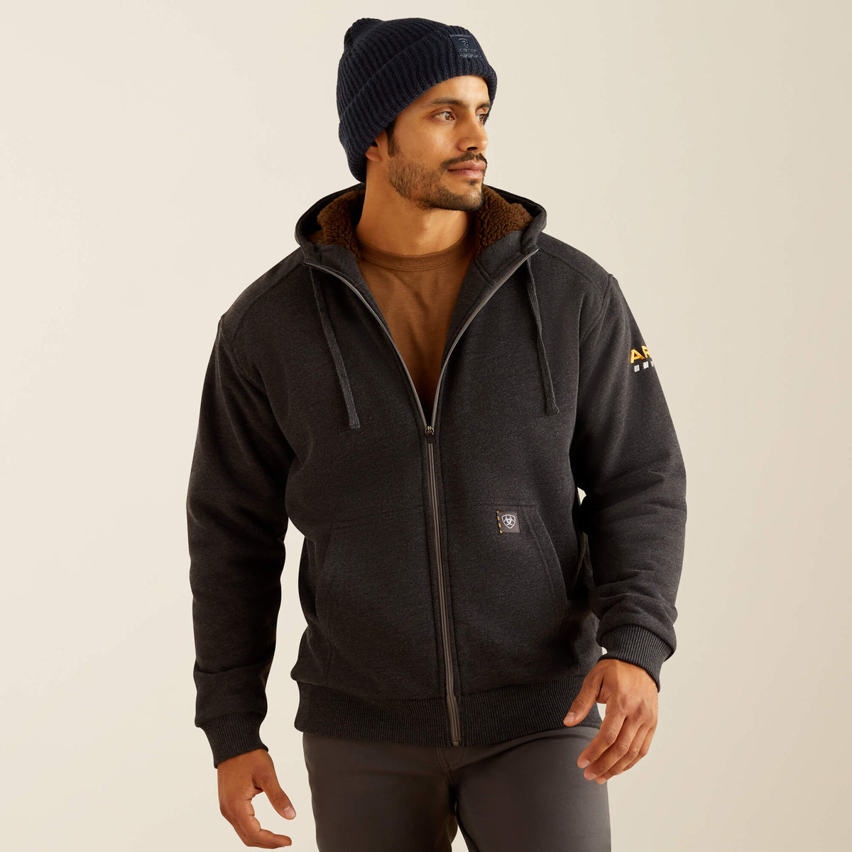 Rebar All-Weather Sherpa-Lined Full Zip Hoodie Men - CHARCOAL HEATHER