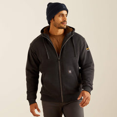 Rebar All-Weather Sherpa-Lined Full Zip Hoodie Men - CHARCOAL HEATHER