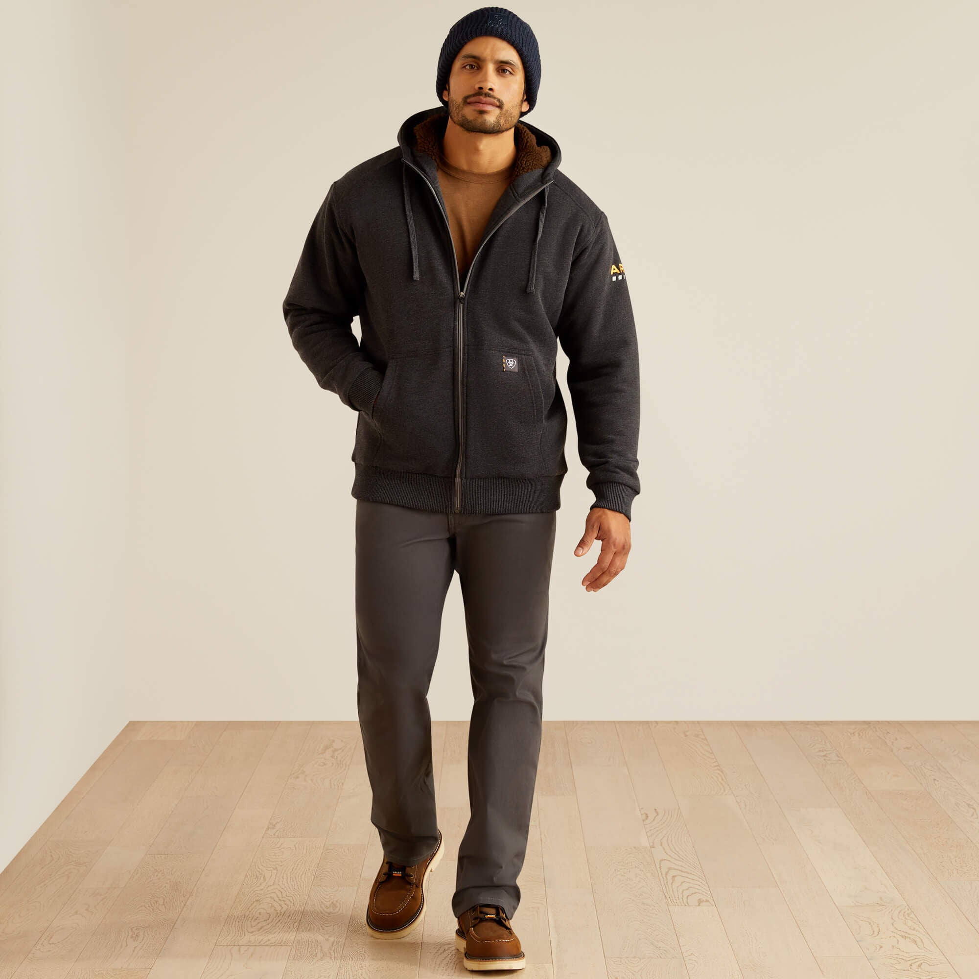 Rebar All-Weather Sherpa-Lined Full Zip Hoodie Men - CHARCOAL HEATHER
