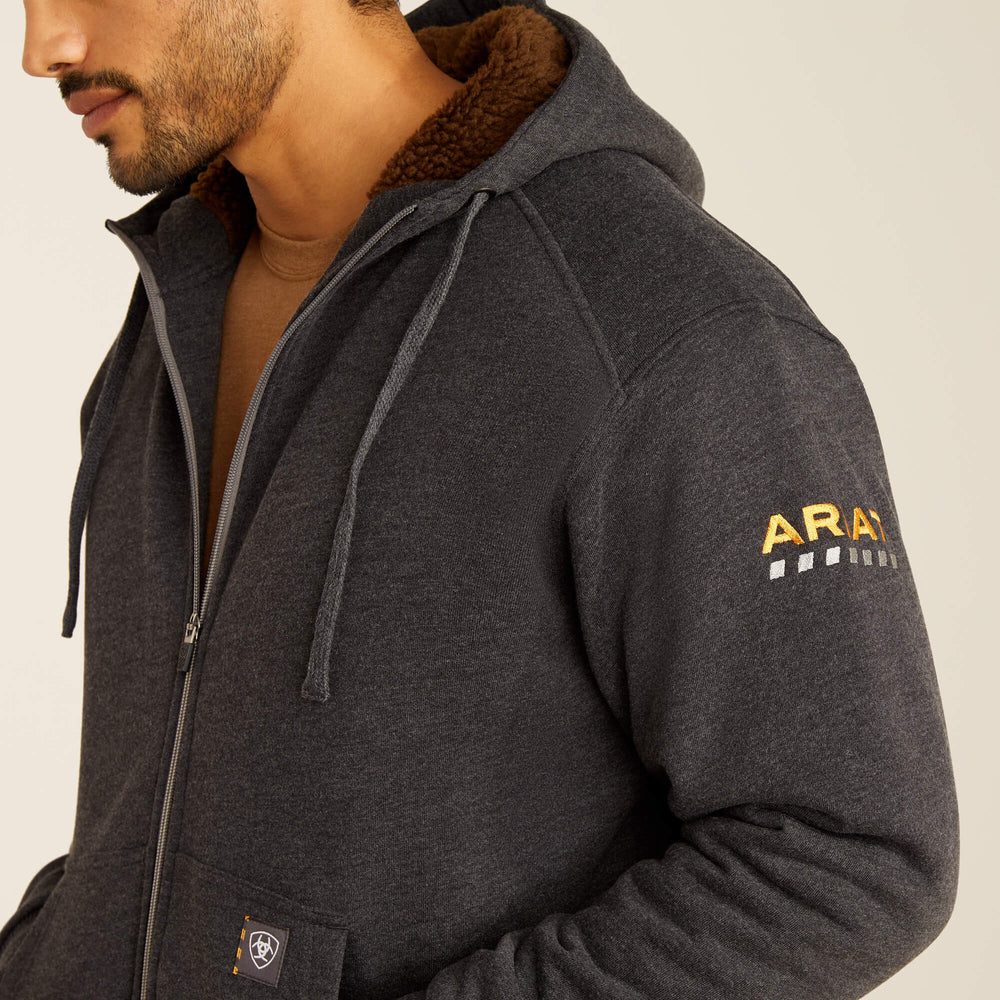 Rebar All-Weather Sherpa-Lined Full Zip Hoodie Men - CHARCOAL HEATHER