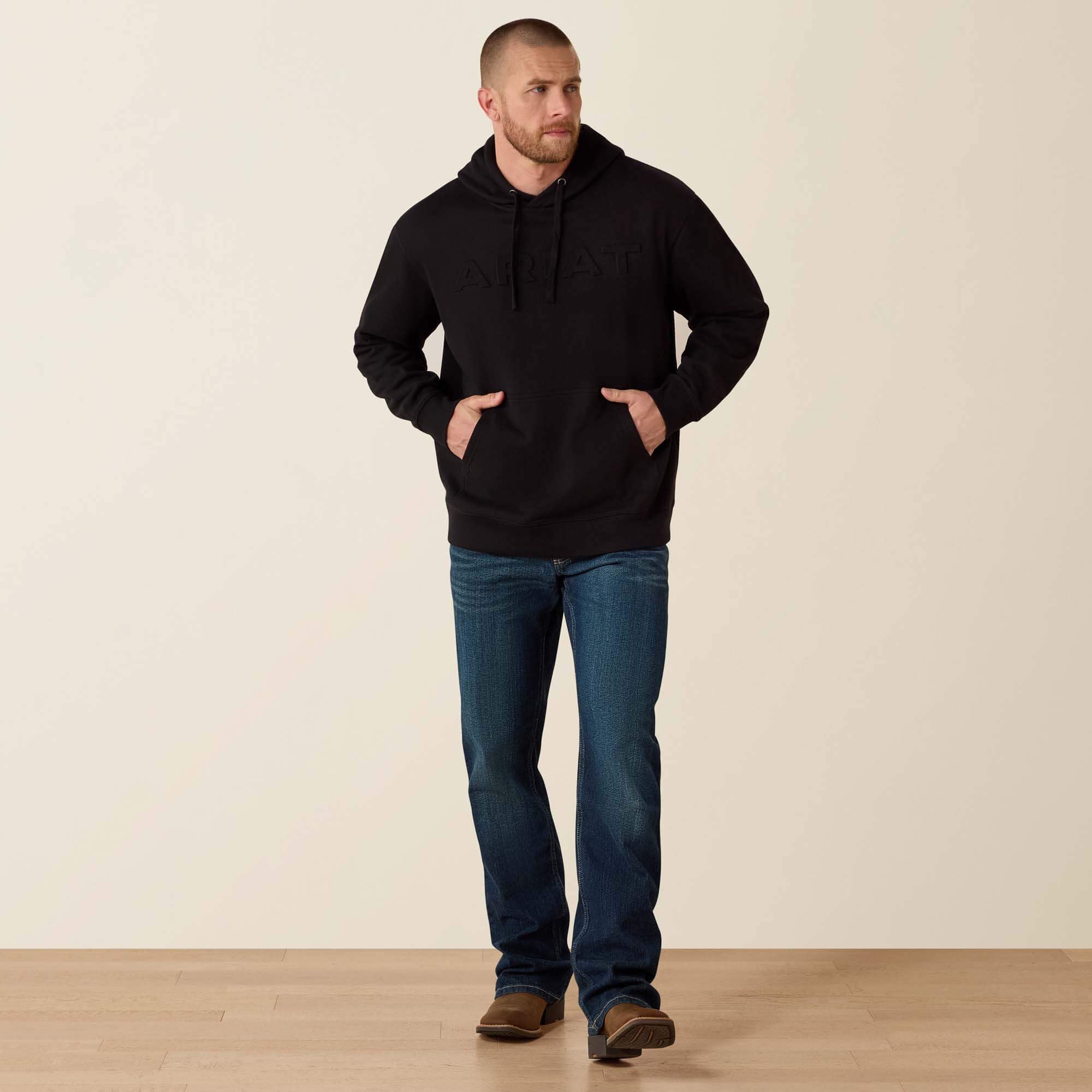 Ariat Embossed Logo Hoodie Men - BLACK