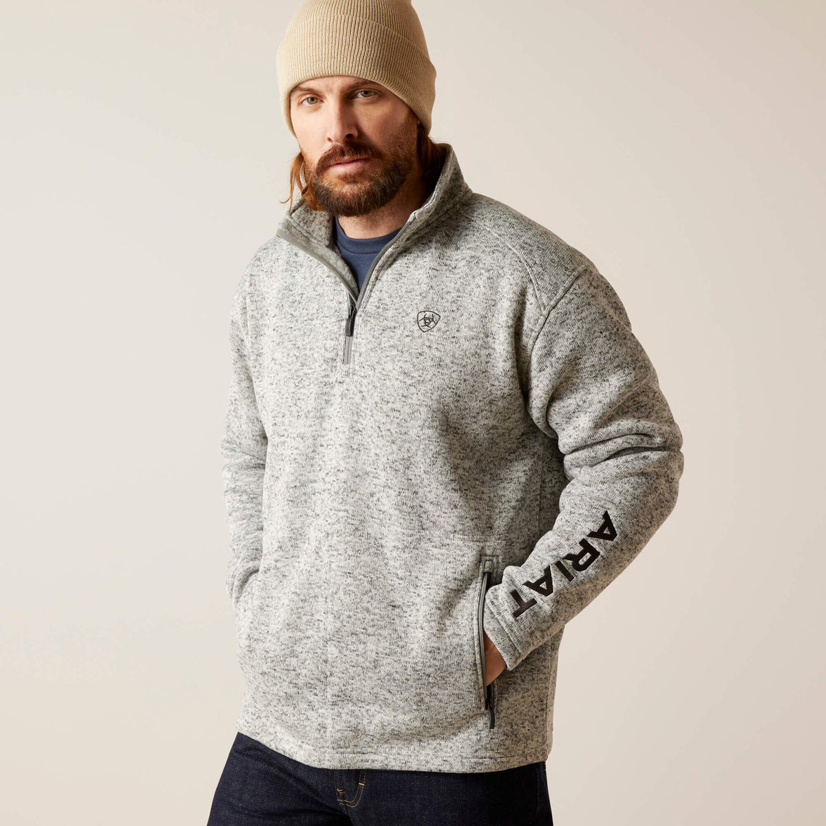 Caldwell Logo 1/4 Zip Sweater Men - NULLA HEATHER