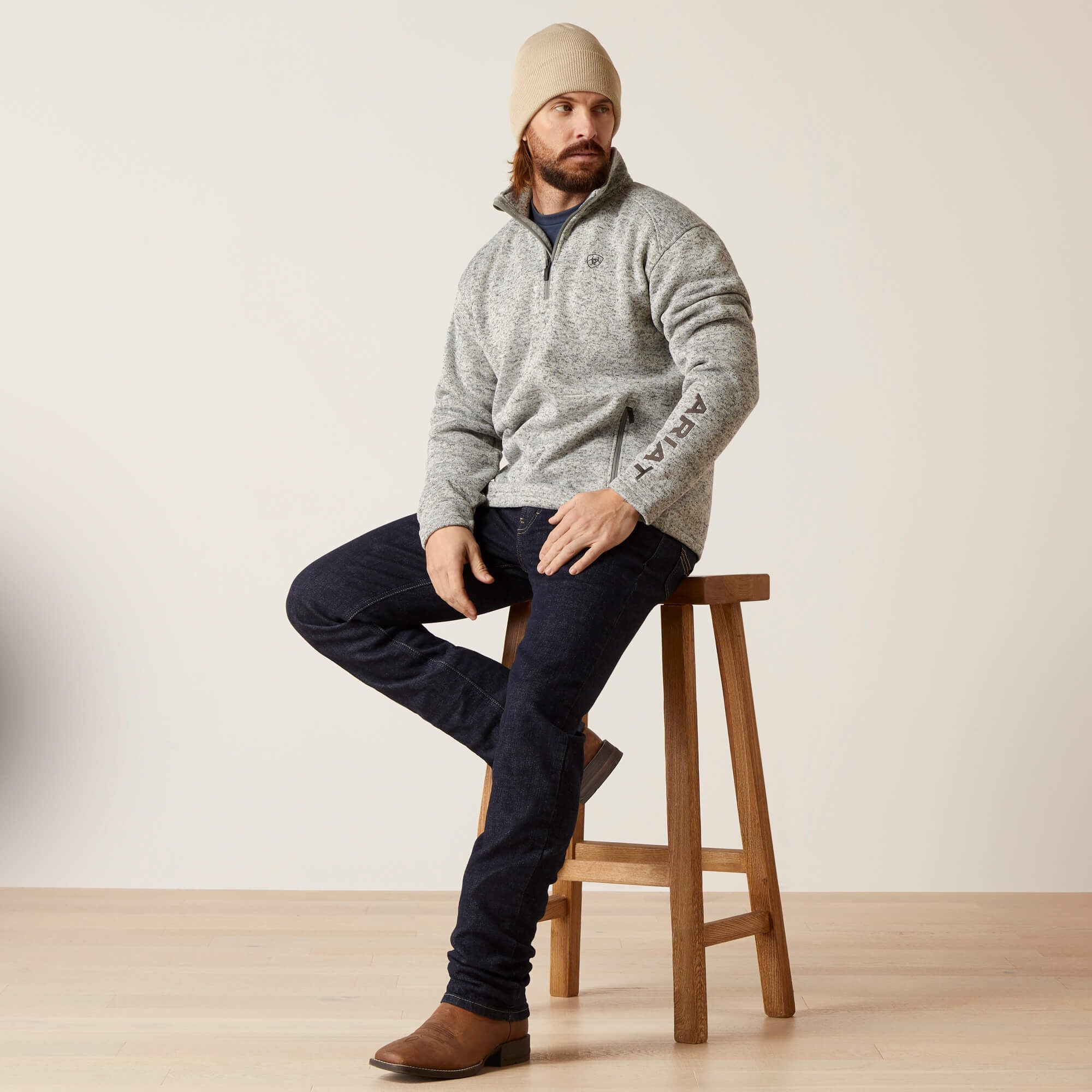 Caldwell Logo 1/4 Zip Sweater Men - NULLA HEATHER