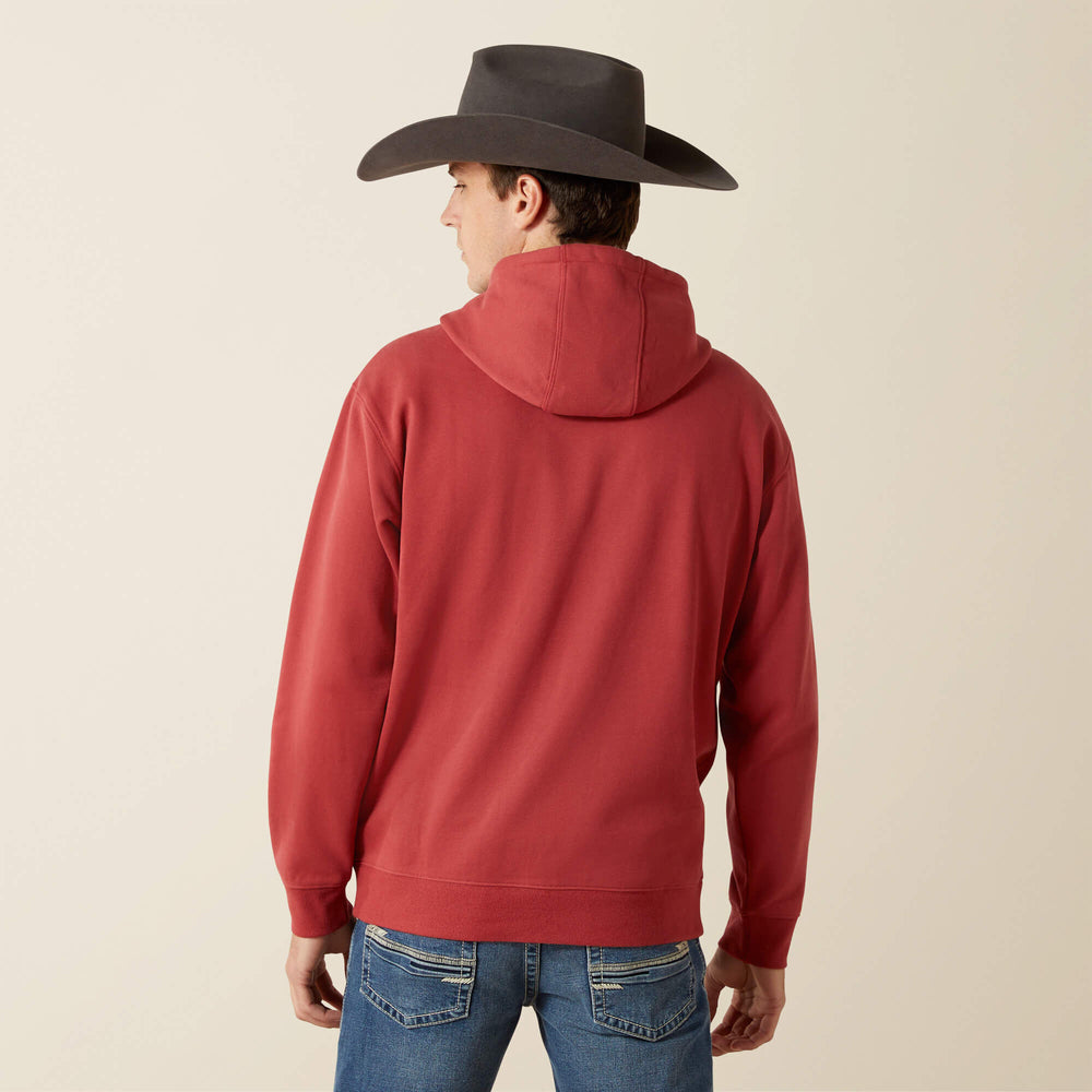 Ariat Liquid Stamp Flag Hoodie Men - BRICK RED