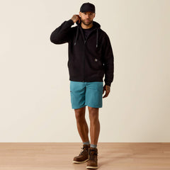 Rebar Lightweight Label Full Zip Hoodie Men - BLACK