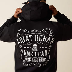 Rebar Lightweight Label Full Zip Hoodie Men - BLACK