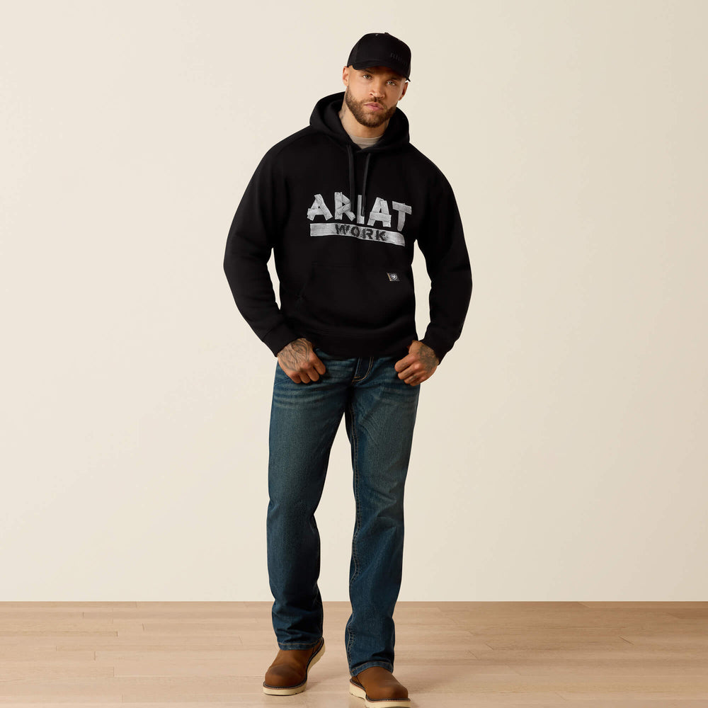 Rebar Lightweight Duct Logo Hoodie Men - BLACK
